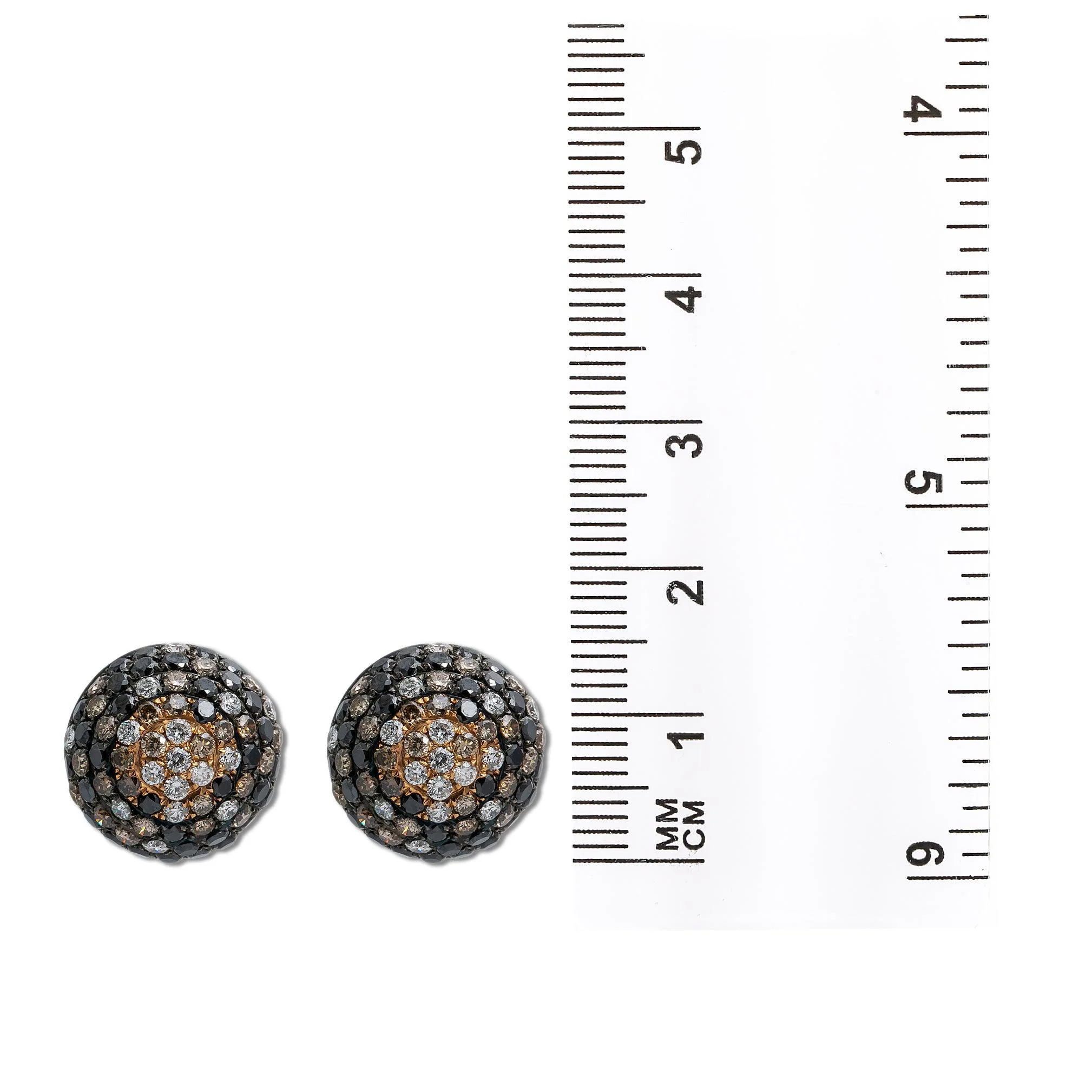 18K Rose Gold Half Sphere Shaped Ladies Earrings With Diamonds - Image 3