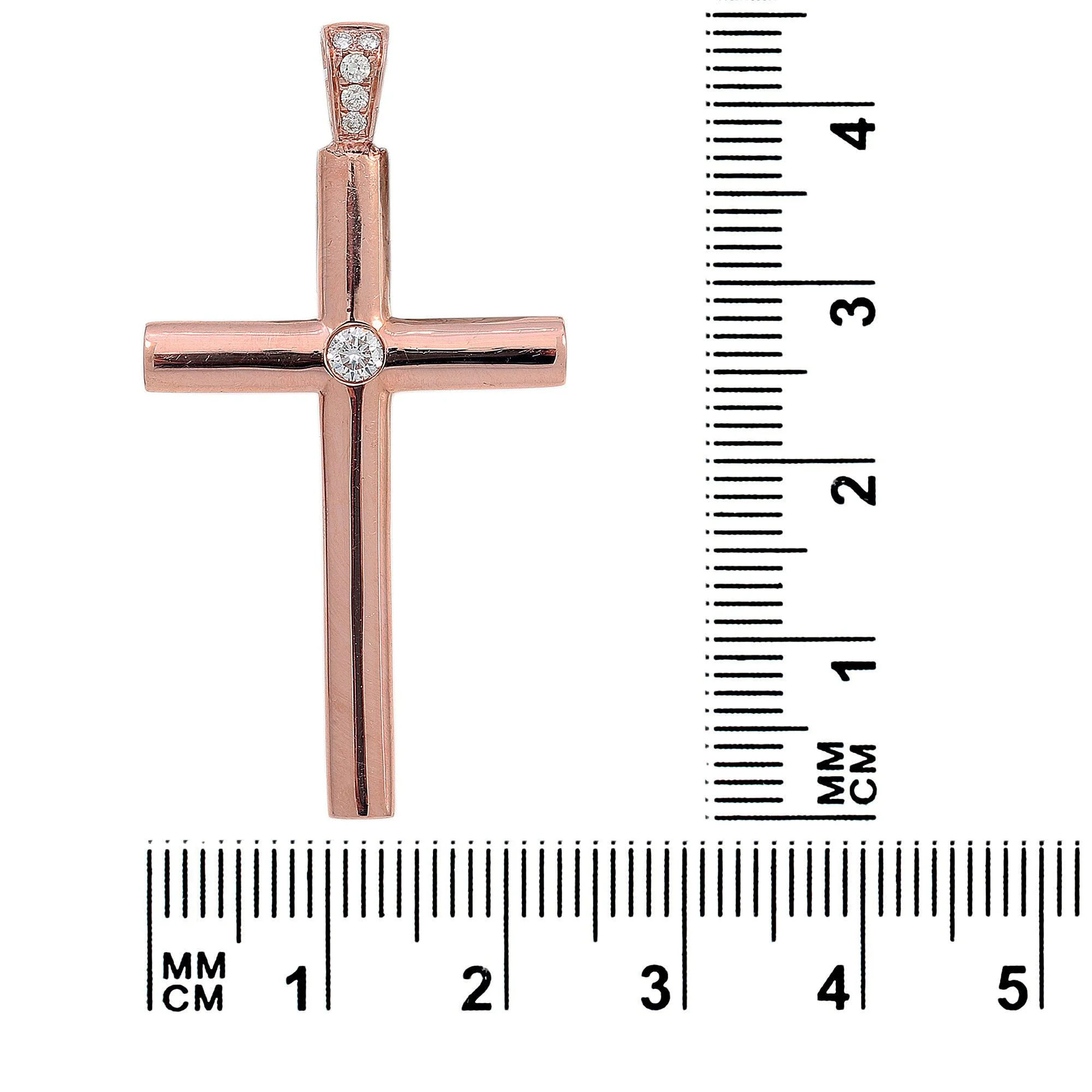 18K Rose Gold Diamond Cross Shaped Pendant - Image 3