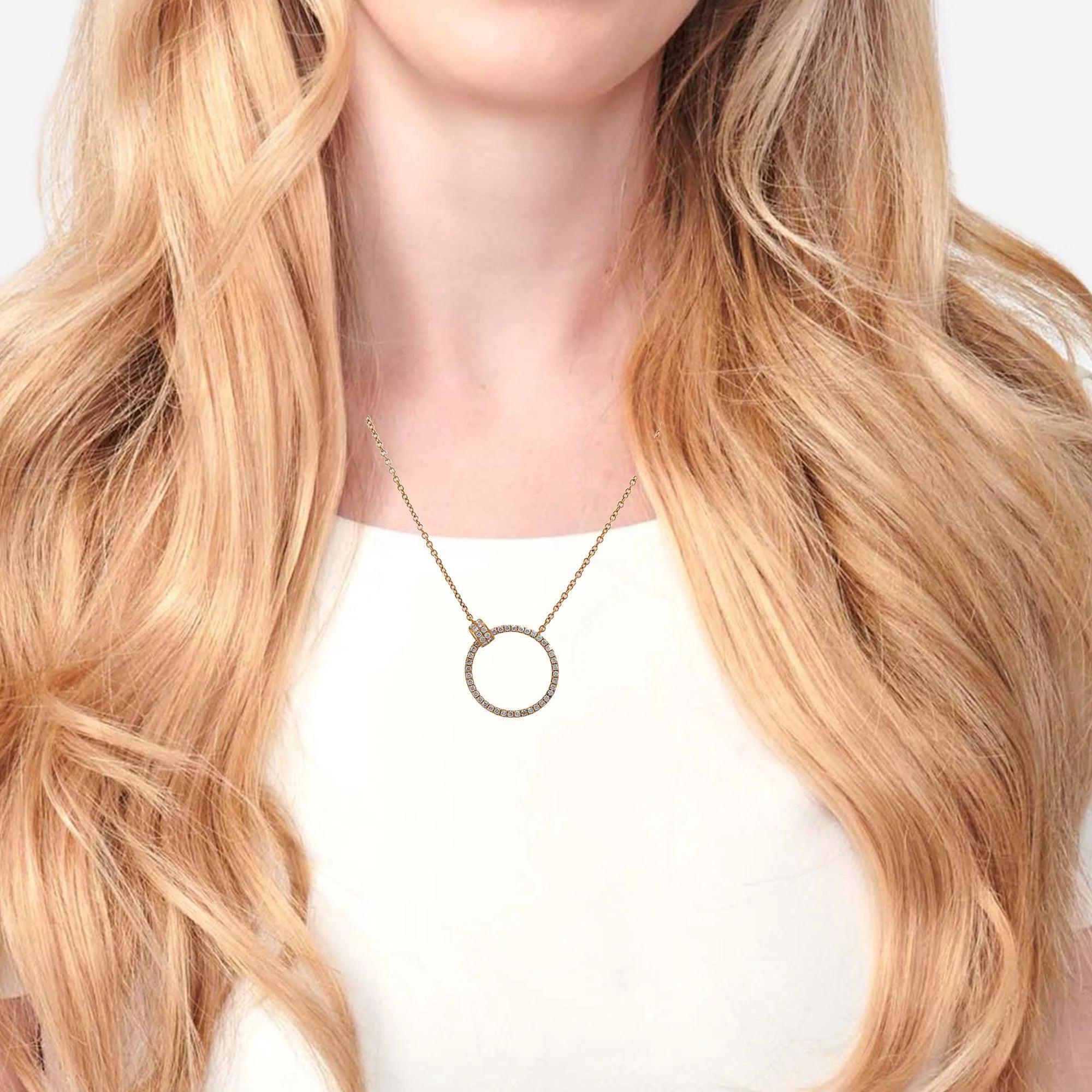 18K Rose Gold Women's Necklace With 0.48 CT Diamonds - Image 4