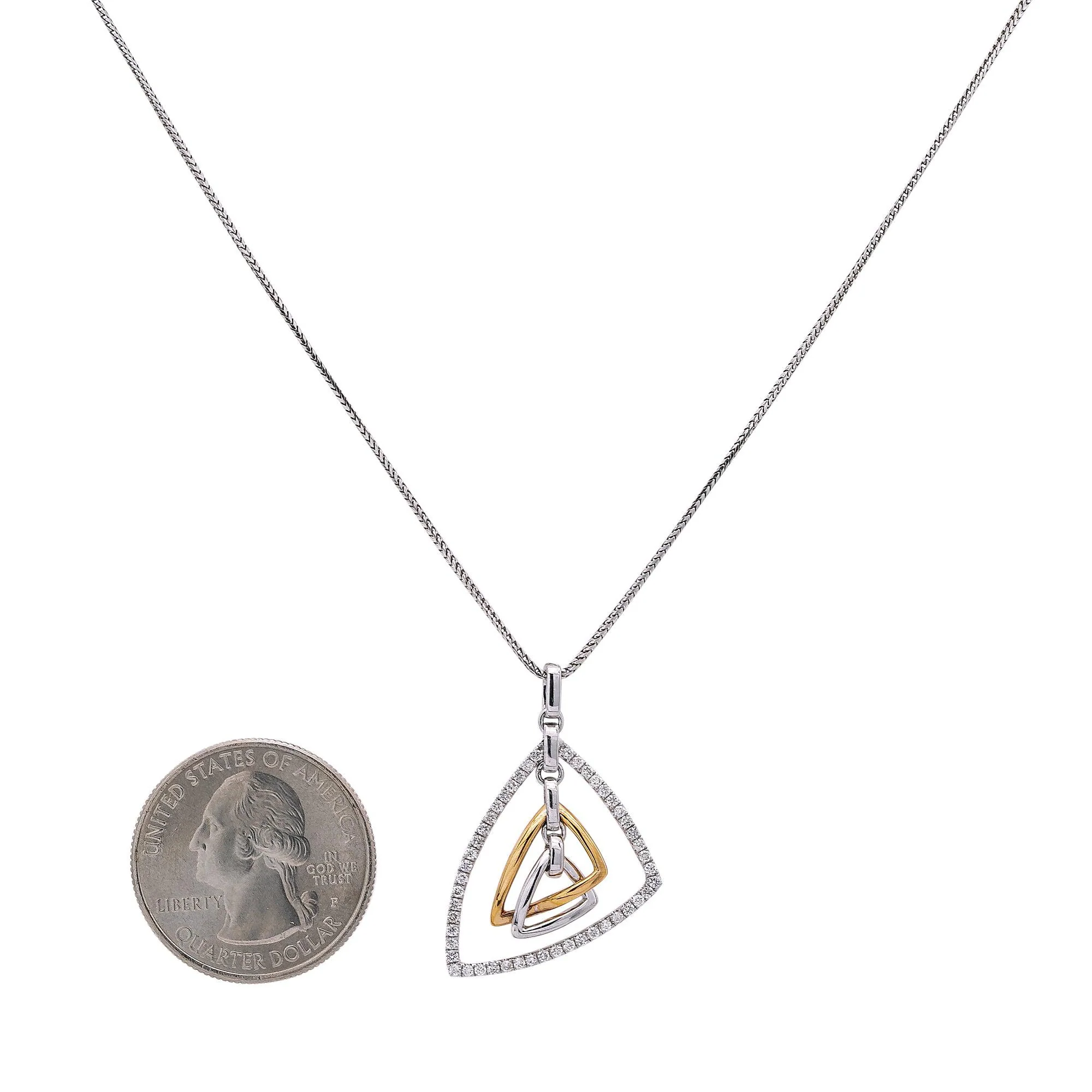 18K Rose & White Gold Minimal Floating Shapes Women's Pendant with 0.40CT Diamonds - Image 4