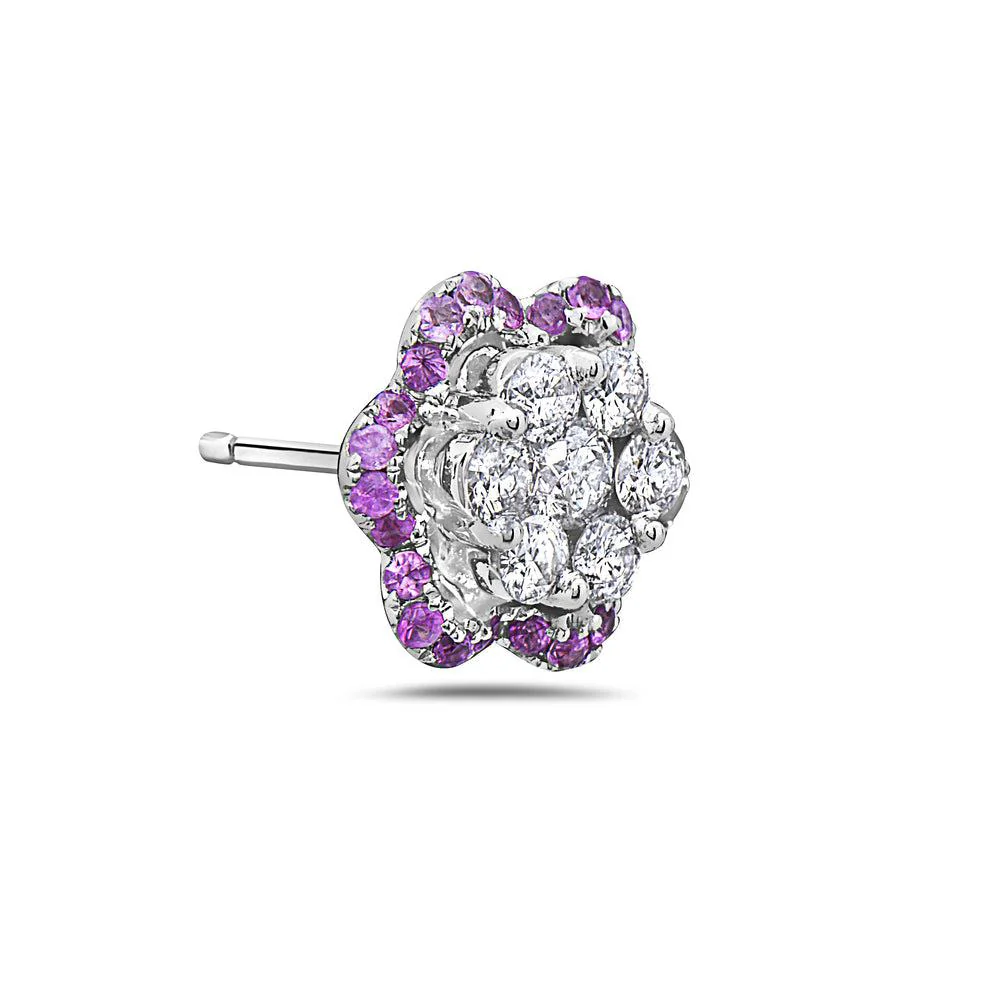 18K White Gold Ladies Earrings With 1.25 CT Diamonds - Image 2