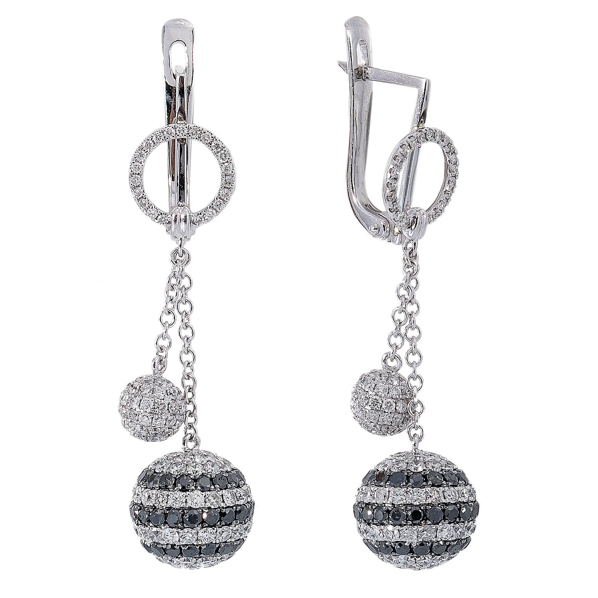 18K White Gold Ladies Earrings With  Diamonds - Image 2