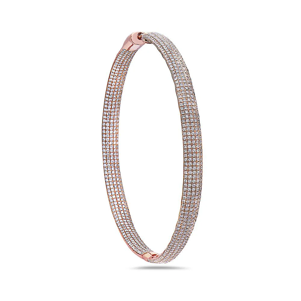 18K Rose Gold Ladies Earrings With Round Shaped Diamonds - Image 2