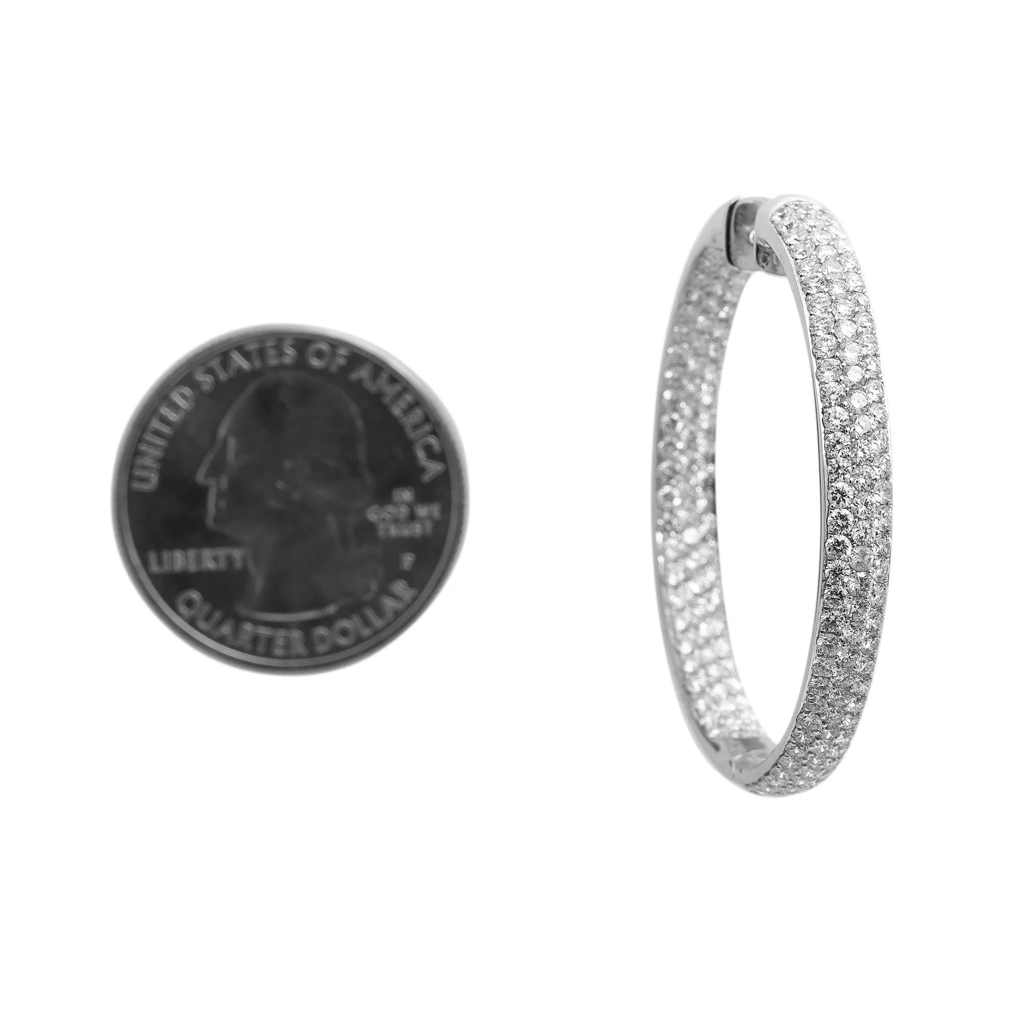 18K White Gold Ladies Earrings With Round Shaped Diamonds - Image 6