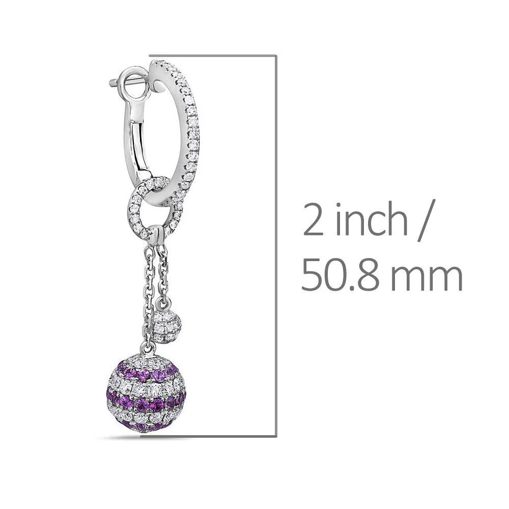18K White Gold Ladies Earrings With Round Shaped Diamonds - Image 3