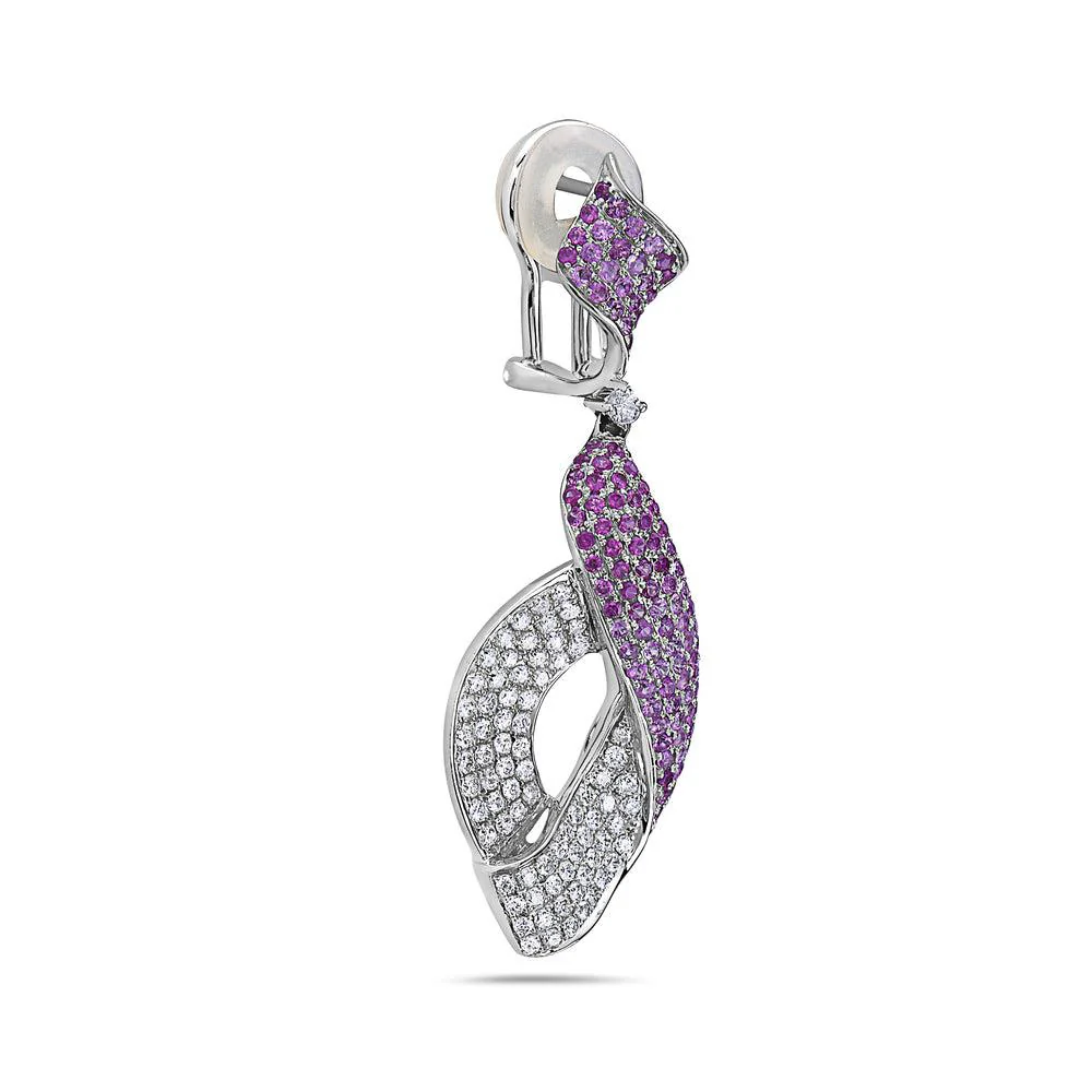 18K White Gold Ladies Earrings Witt Round Shaped  Diamonds - Image 2