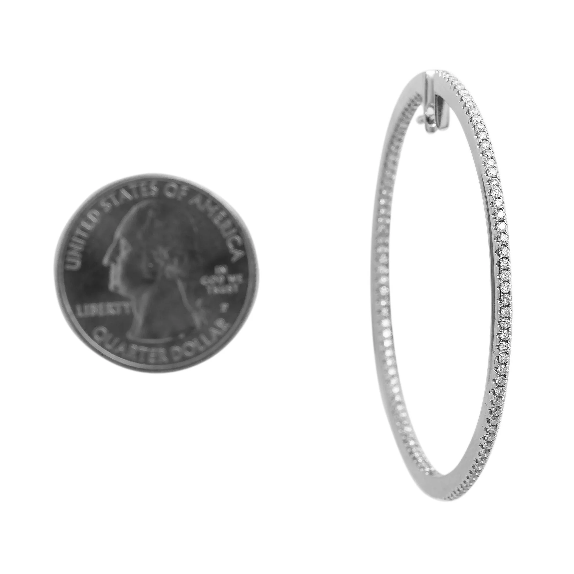 18K White Gold Ladies Earrings With Round Shaped Diamonds - Image 6