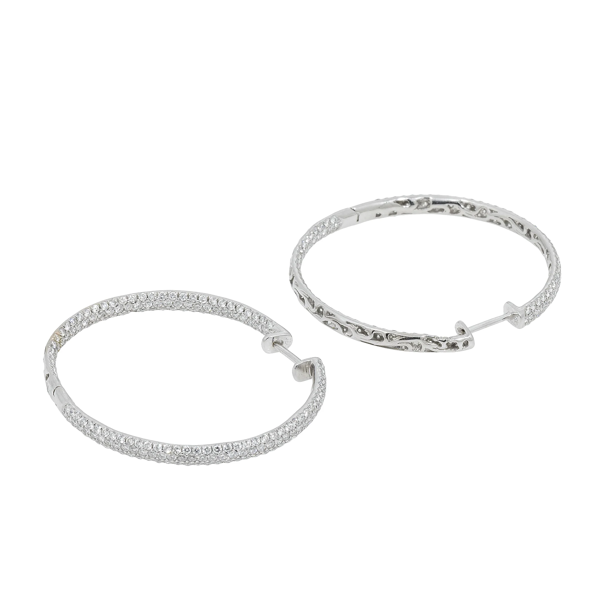 18K GOLD DIAMOND HOOP EARRINGS 6.13 CTW - Image 3