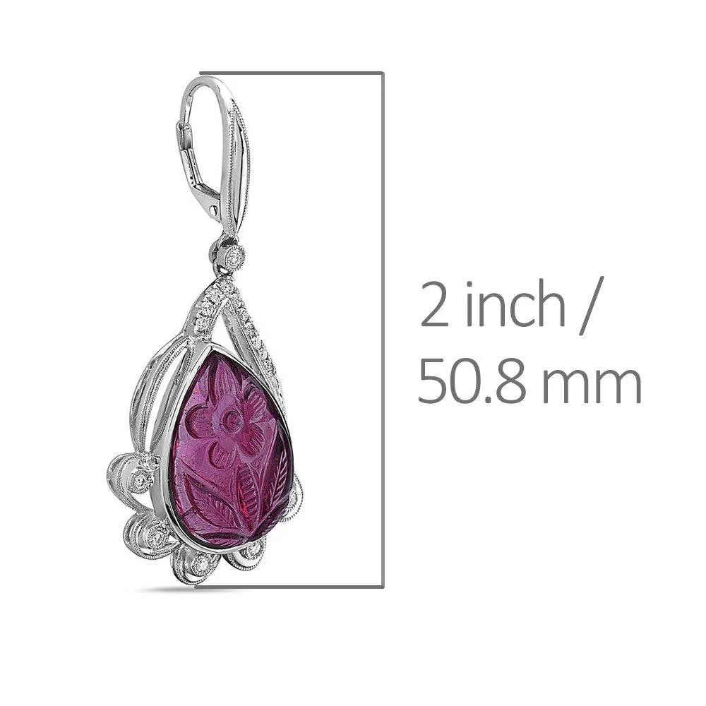 18K White Gold Ladies Earrings With Rubies And Diamonds - Image 4