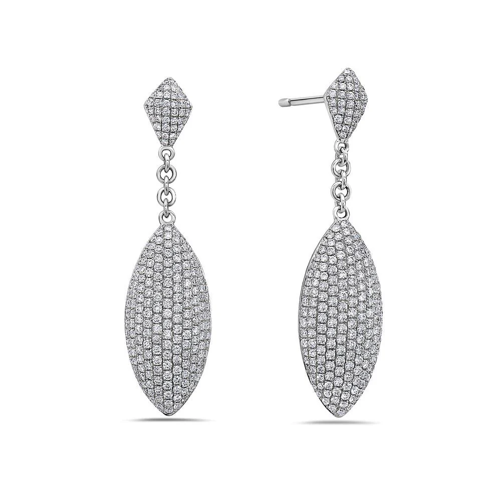 18K White Gold Ladies Earrings With White: 4.35 CTW Diamonds