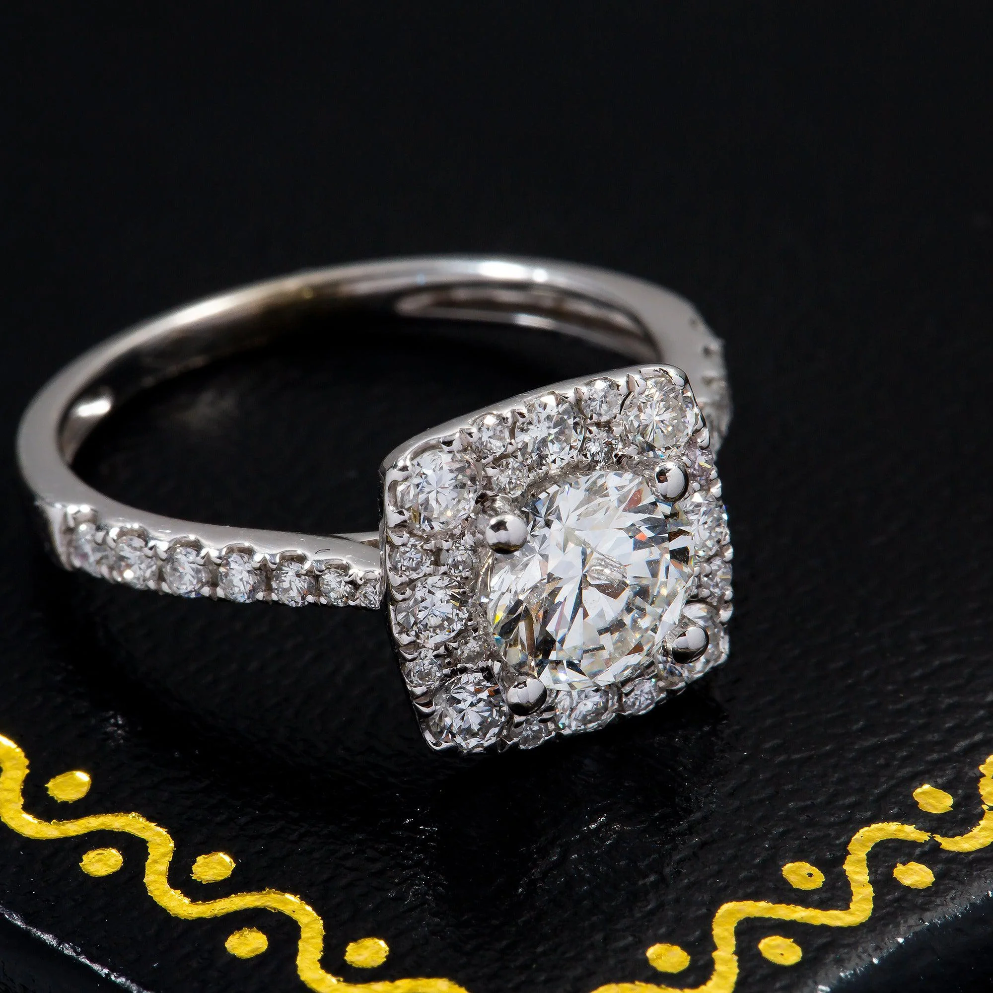 18K GOLD ROUND DIAMOND ENGAGEMENT RING 1.3 CT GIA - Image 2