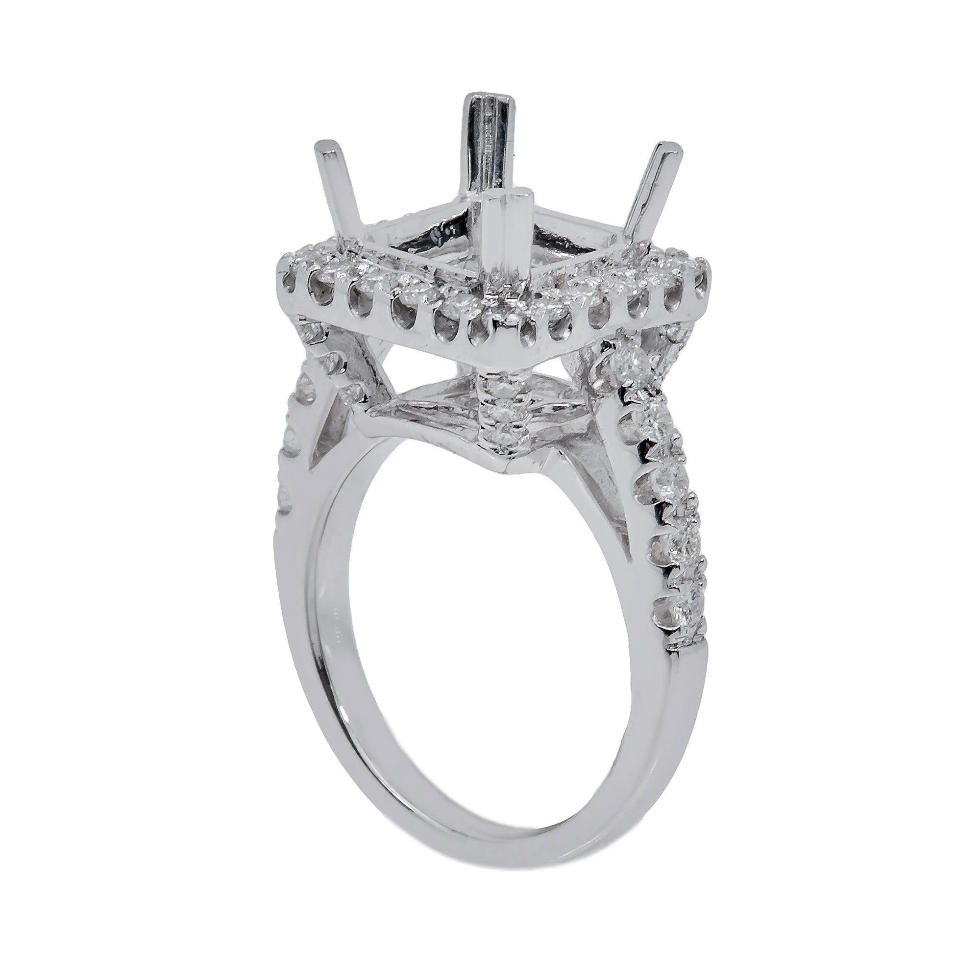 18K White Gold Rectangular Diamond Ring
