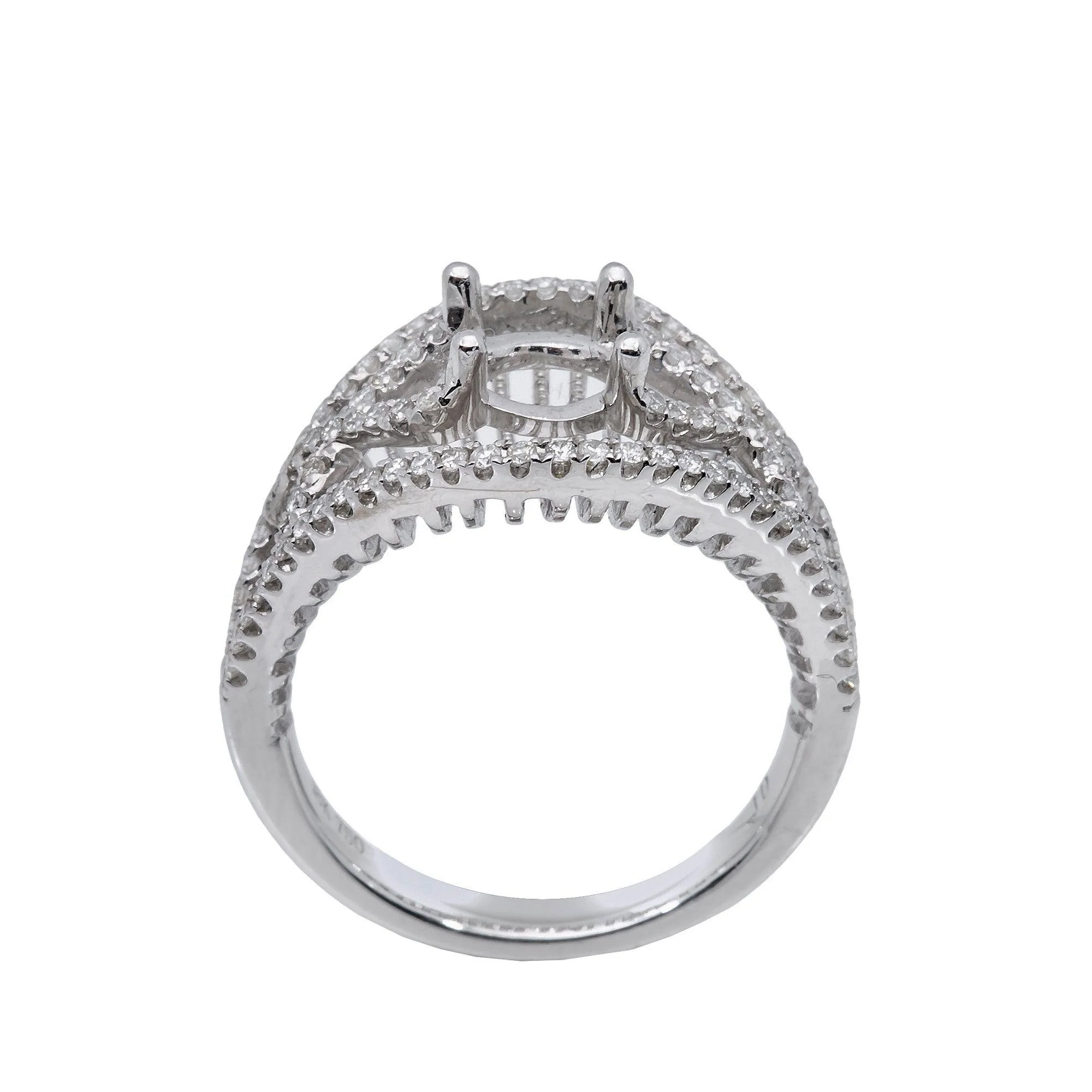 18K White Gold Round Diamond Semi-Mount Ring - Image 2