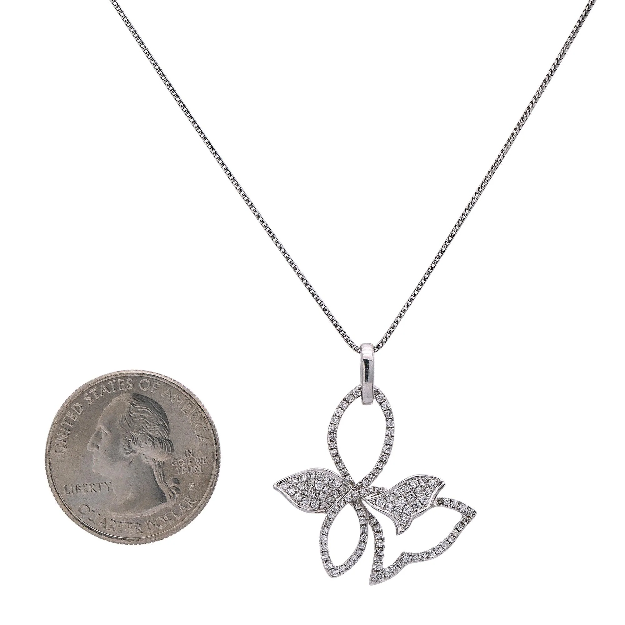 18K White Gold Tie knot Women's Pendant with 0.74CT Diamonds - Image 4