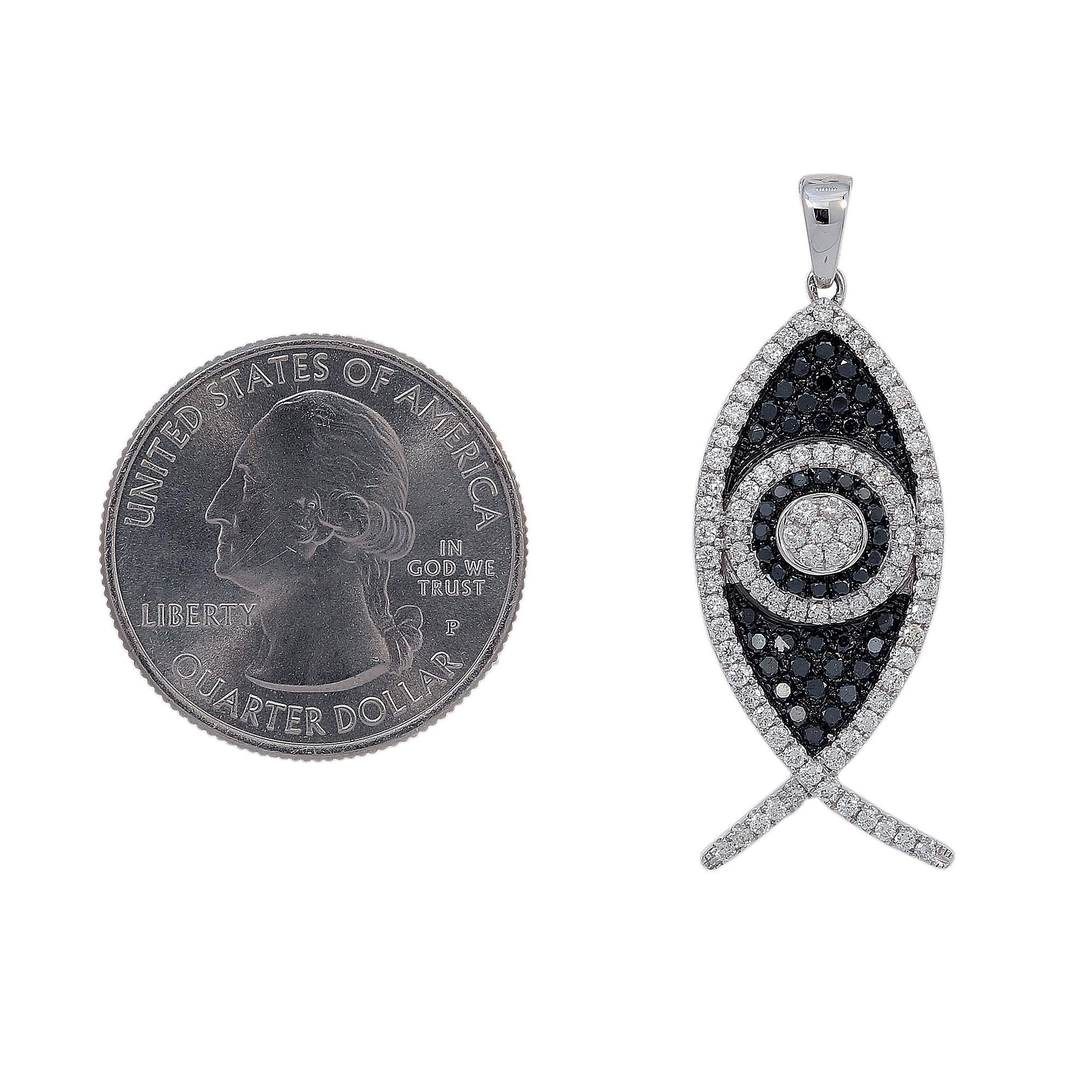18K White Gold Diamond Fish Shaped Pendant - Image 2