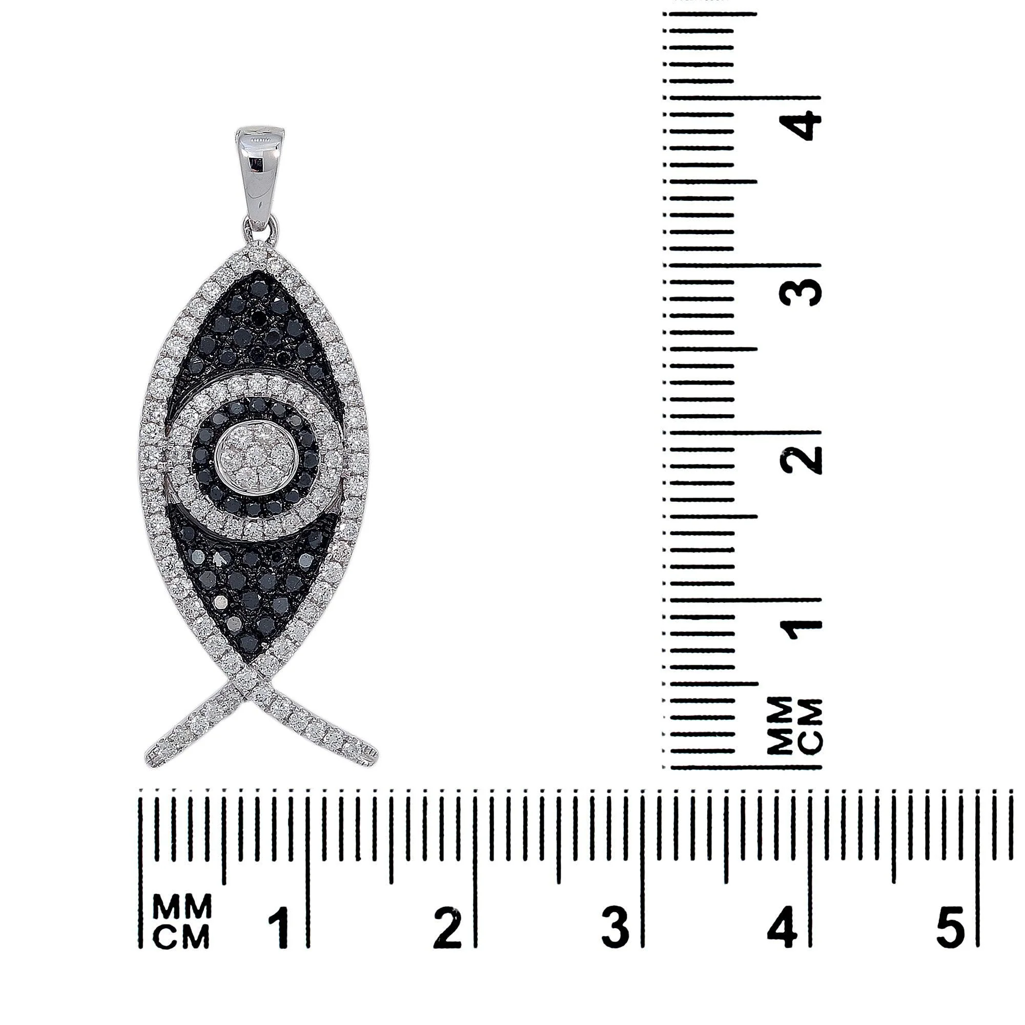 18K White Gold Diamond Fish Shaped Pendant - Image 3