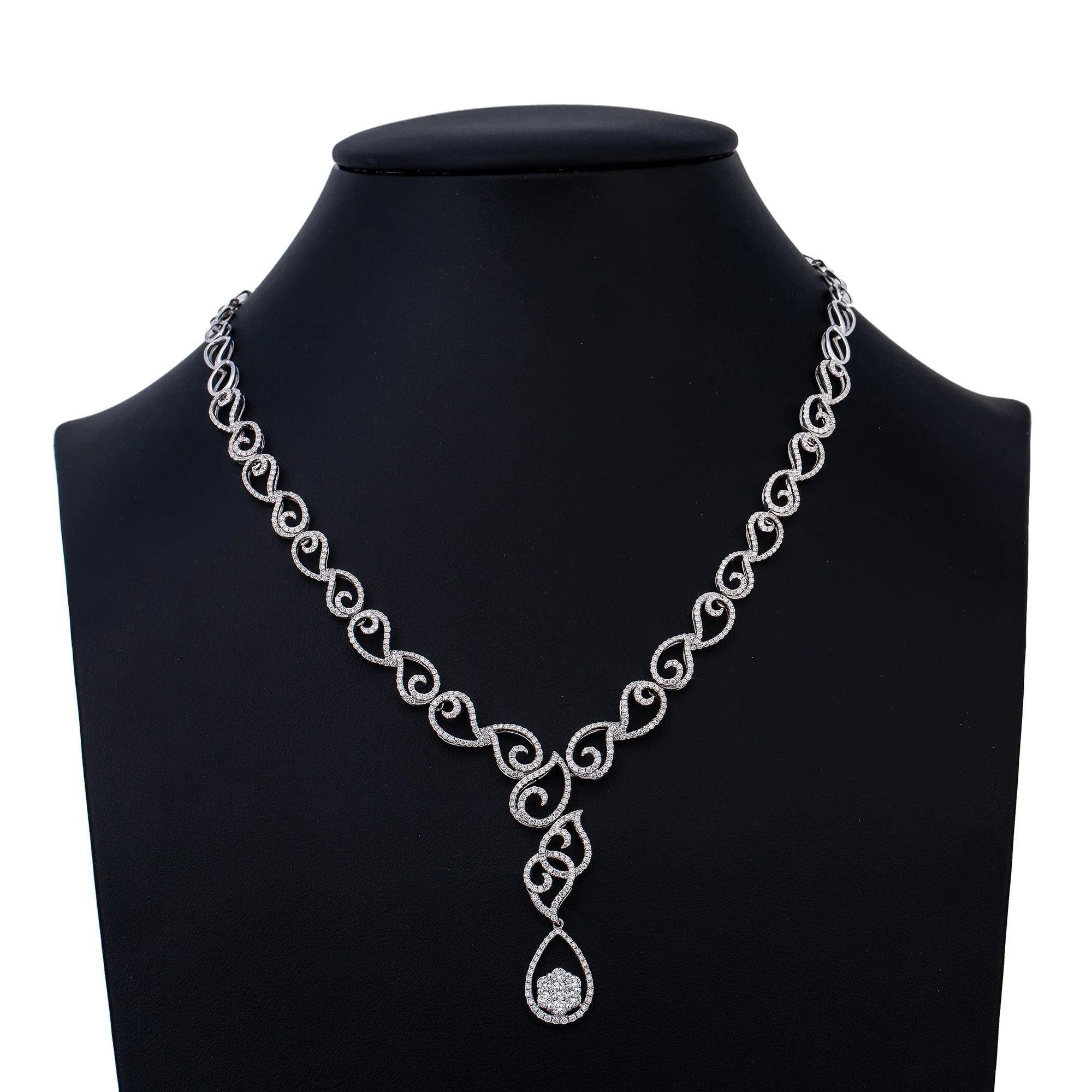 18K WHITE GOLD DIAMOND DROP NECKLACE 5.05 CT - Image 3