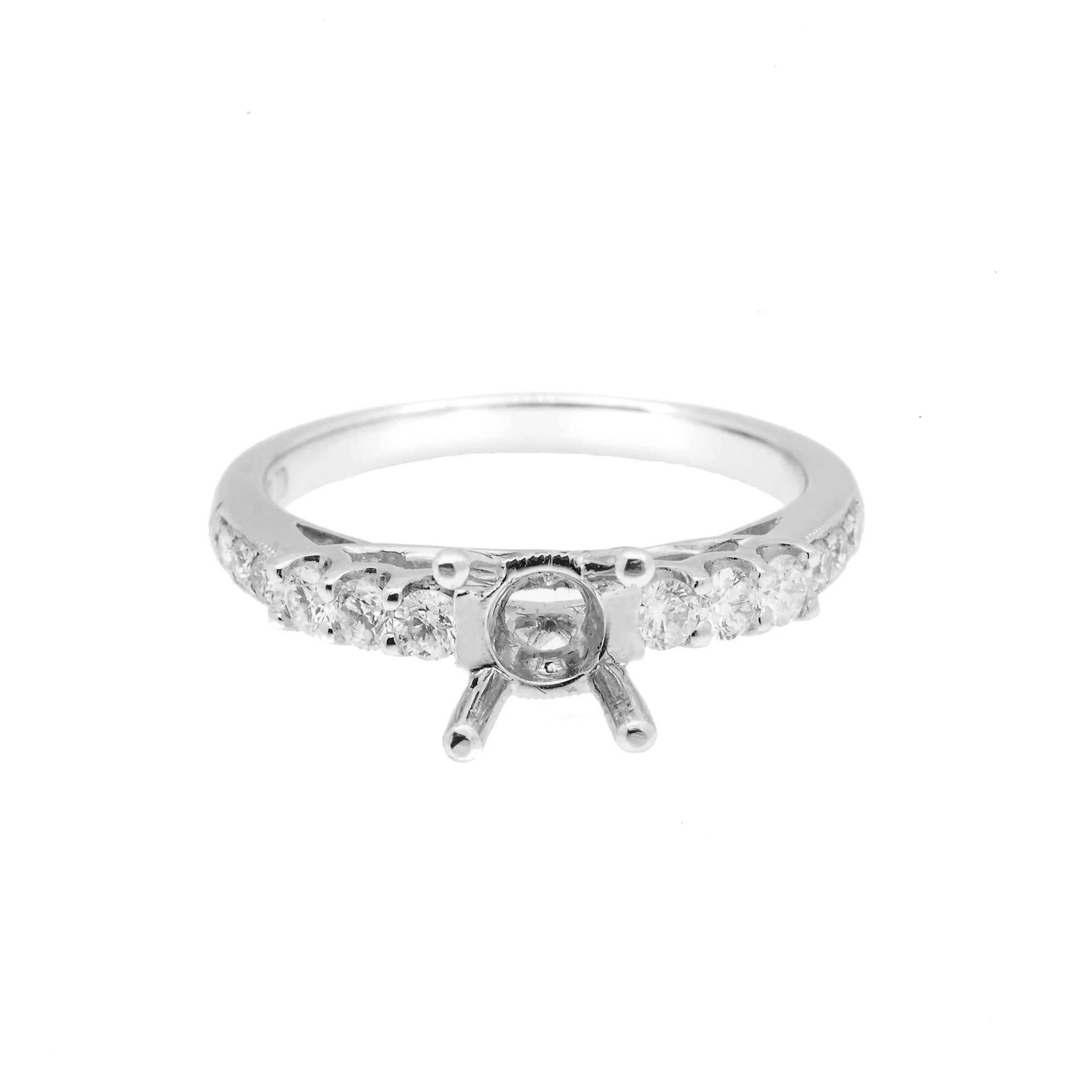 18K White Semi Mount Gold Round Diamond Ring - Image 2