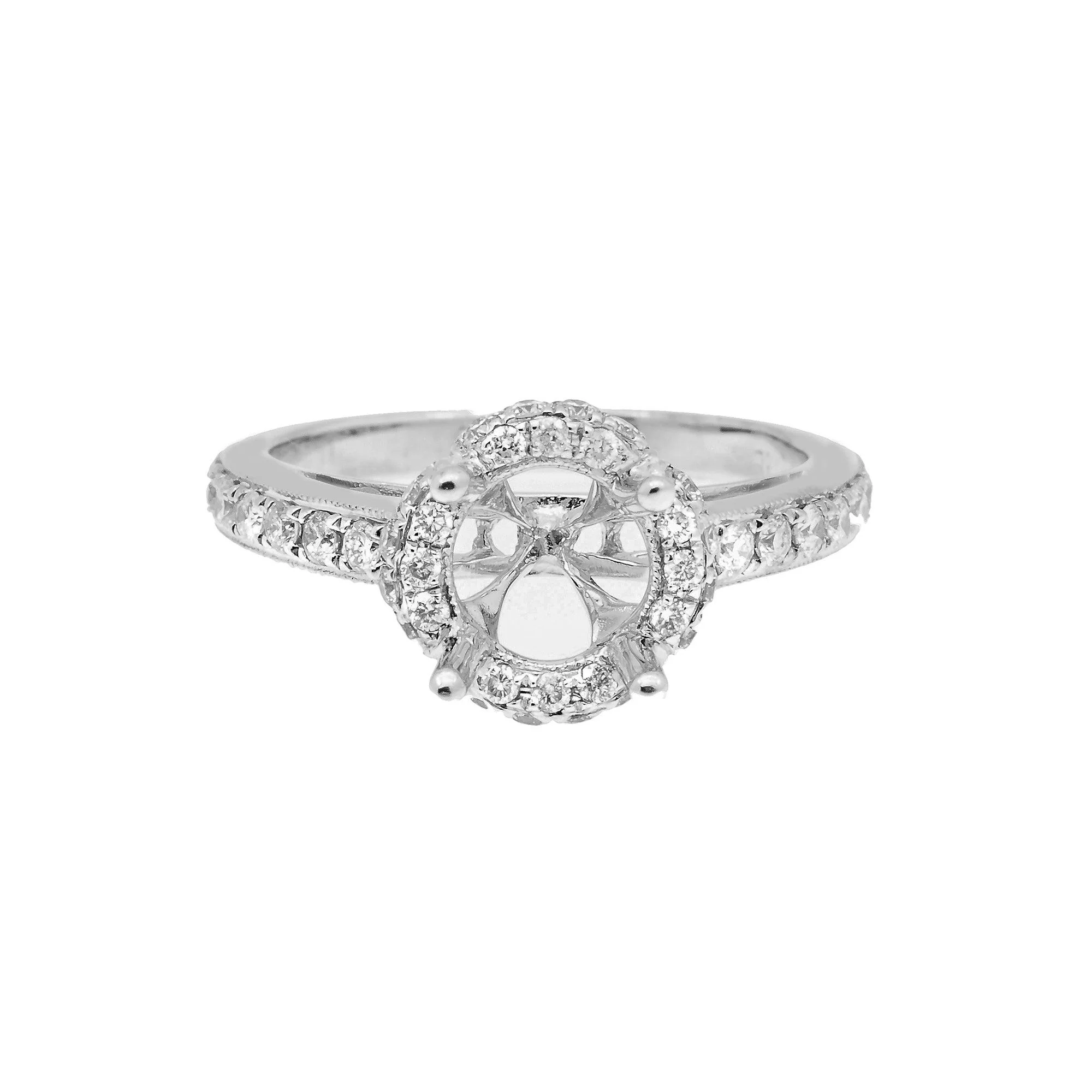 18K White Semi Mount Gold Round Diamond Ring - Image 2