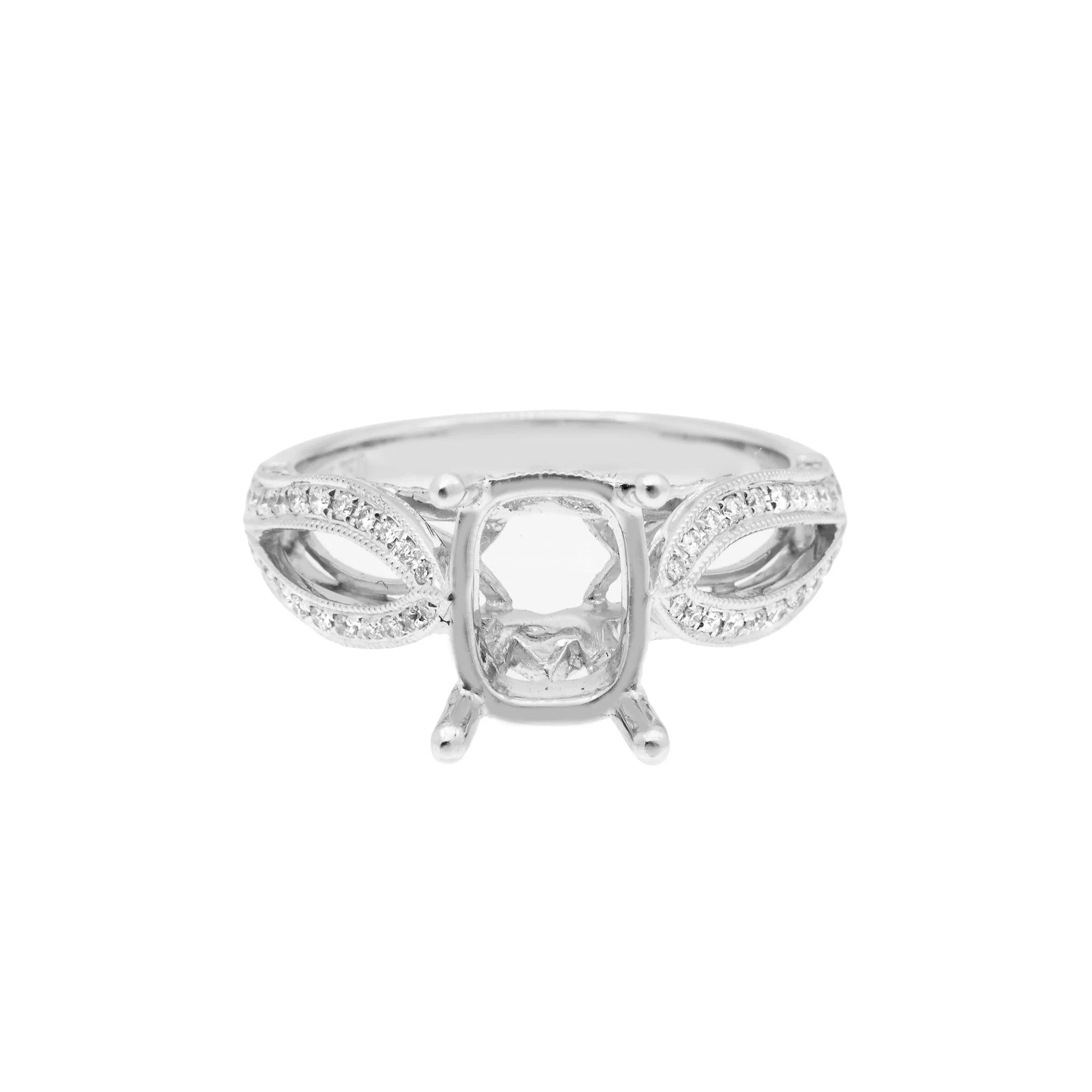 18K White Semi Mount Gold Round Diamond Ring - Image 2