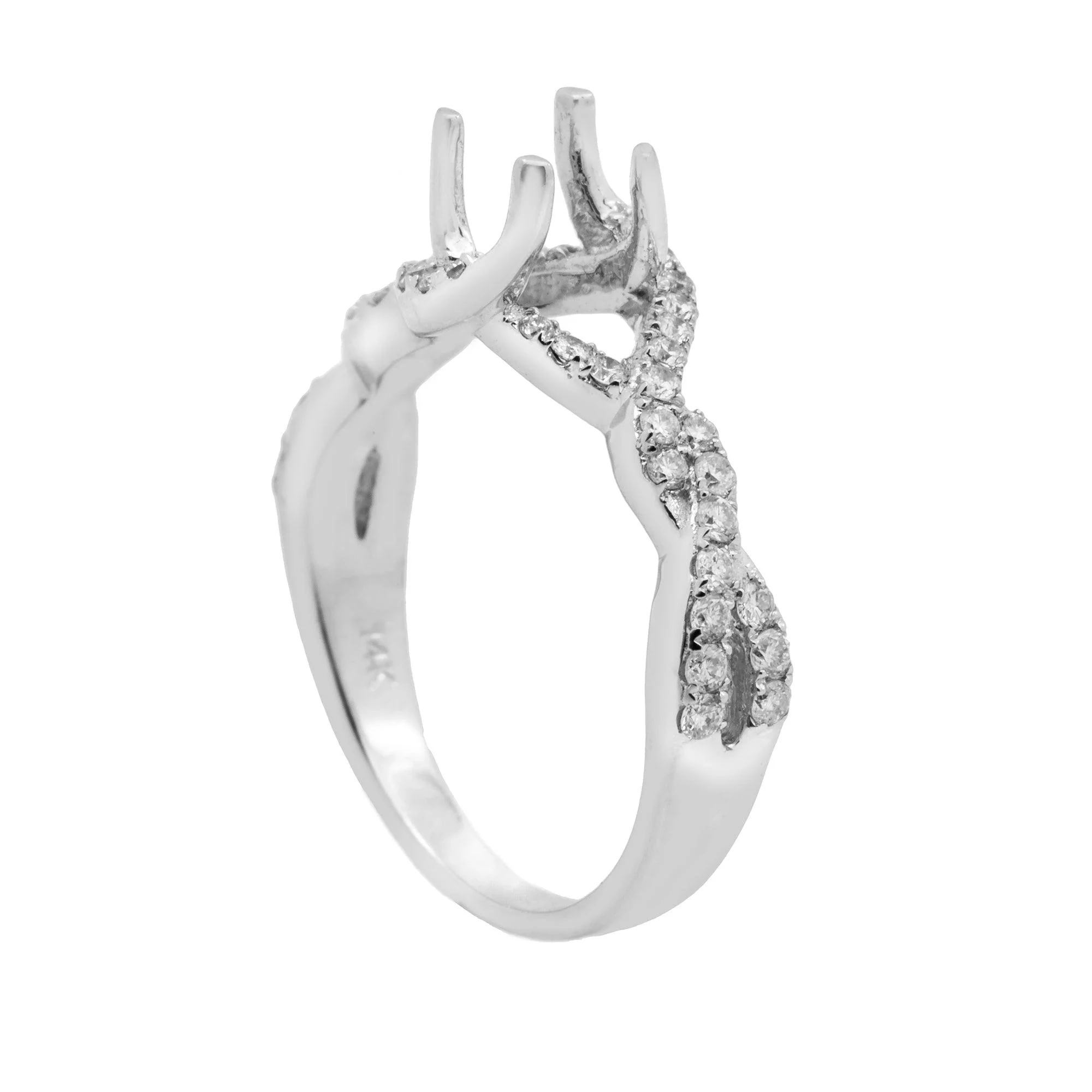 18K White Semi Mount Gold Round Diamond Ring