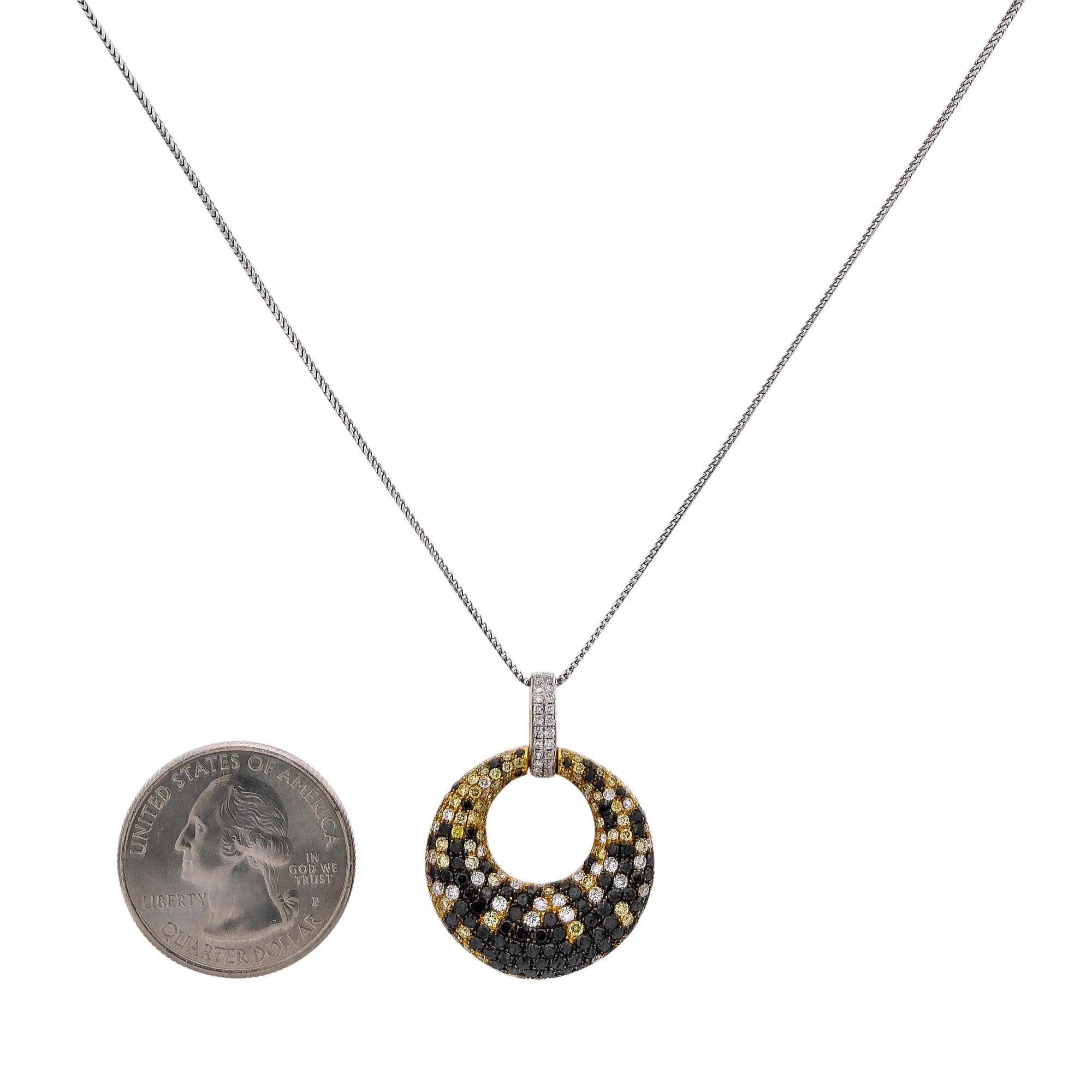18K Yellow & White Gold Eclipse Women's Pendant with 2.96CT Diamonds - Image 4