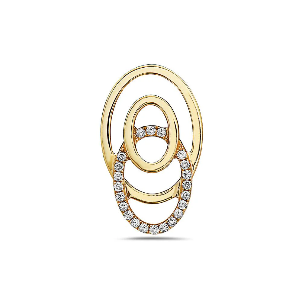 18K Yellow Gold Floating Ovals Women's Pendant with 0.22CT Diamonds