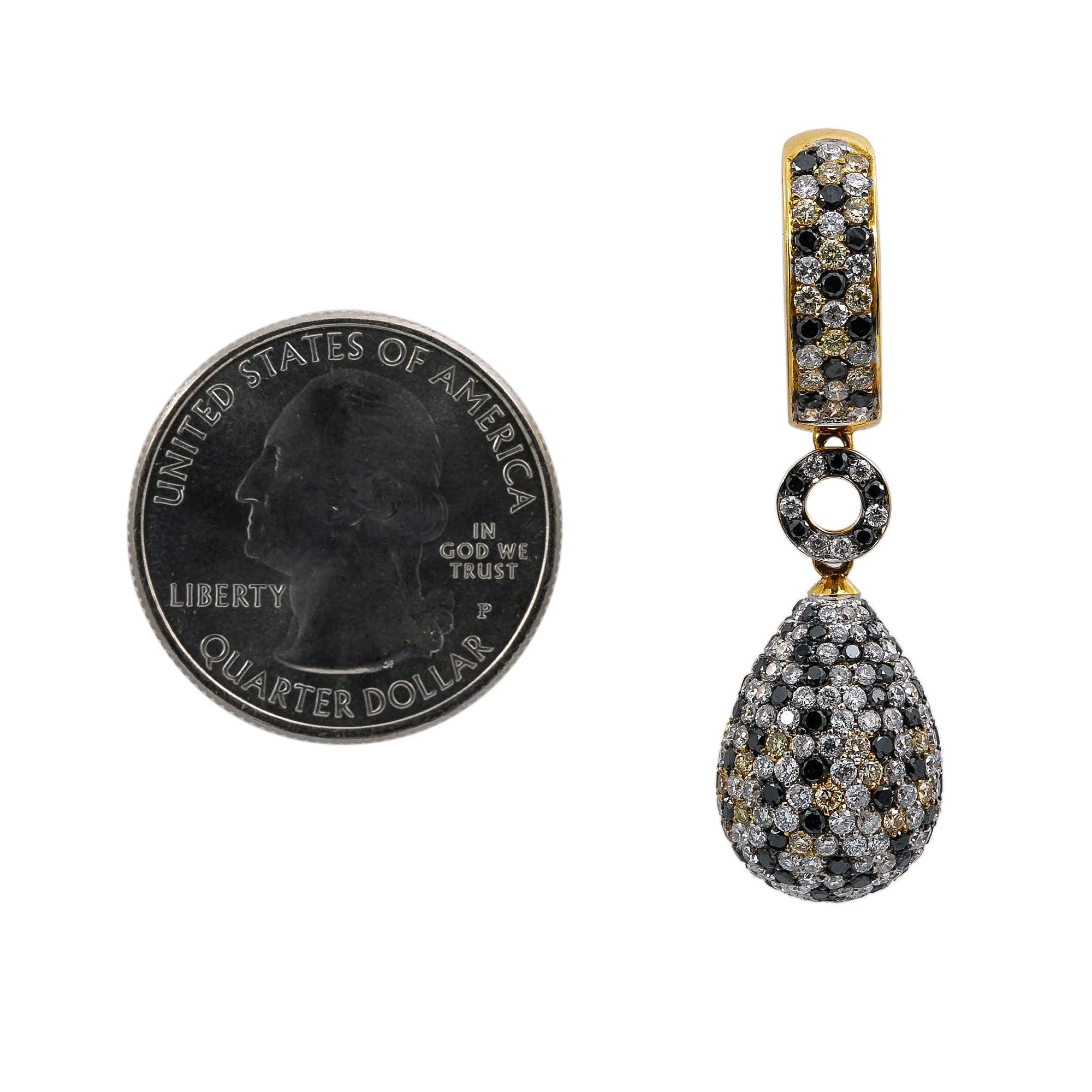18K Yellow Gold Ladies Earrings With Diamonds - Image 5