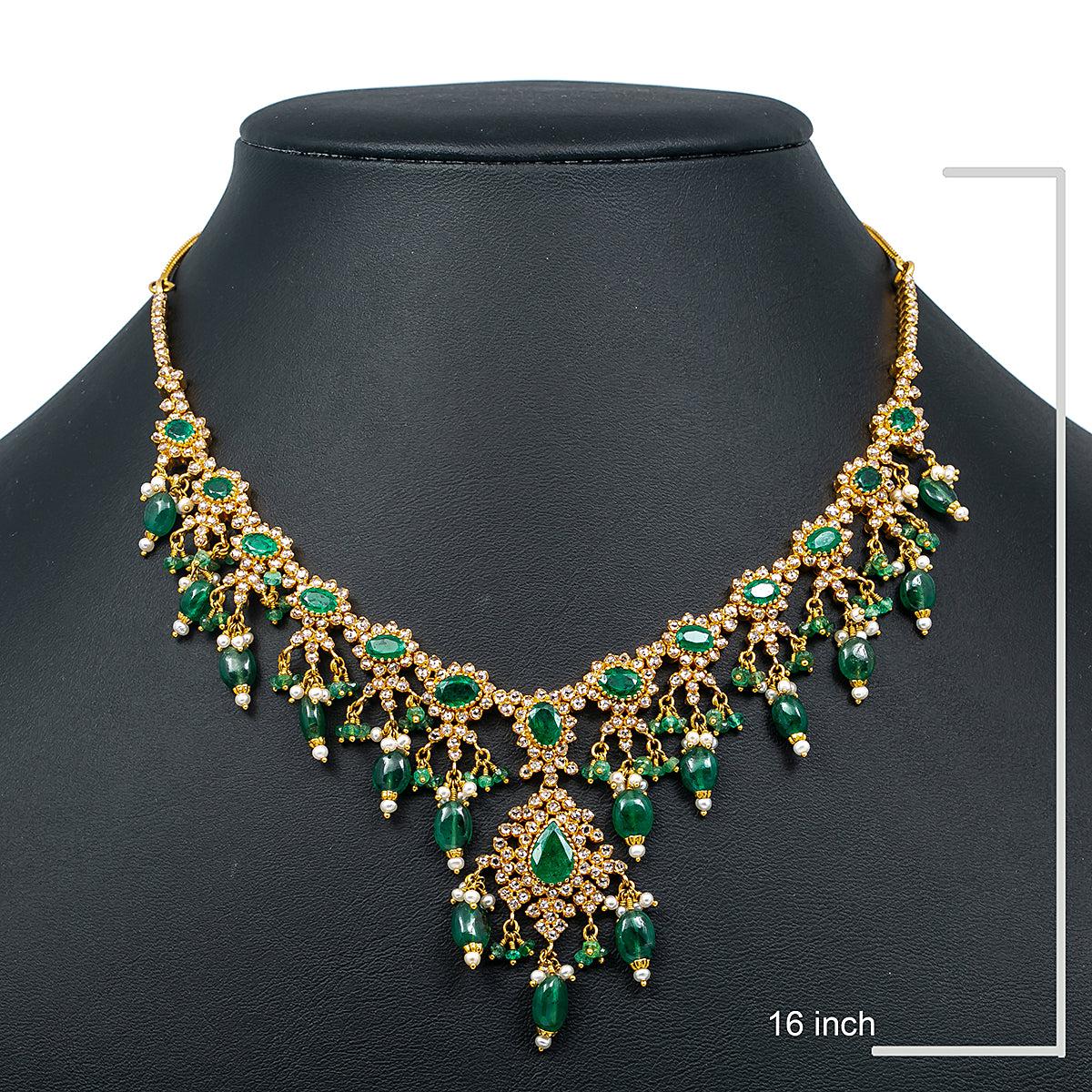 22K Yellow Gold and 16" Emerald Necklace With 15.00 CT Diamonds - Image 2