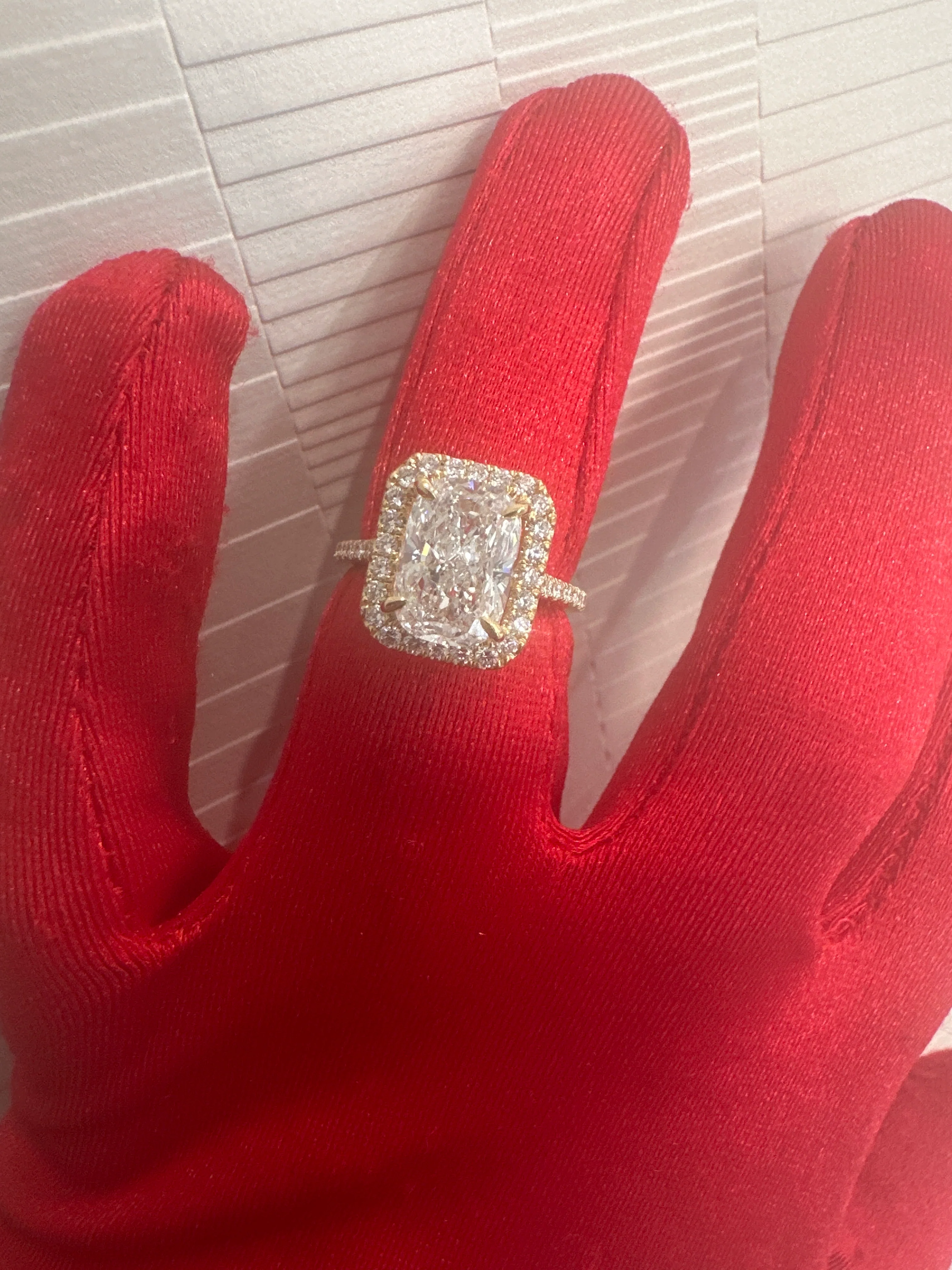 3.07 ct center stone lab engagement ring 18k yellow gold with wedding band