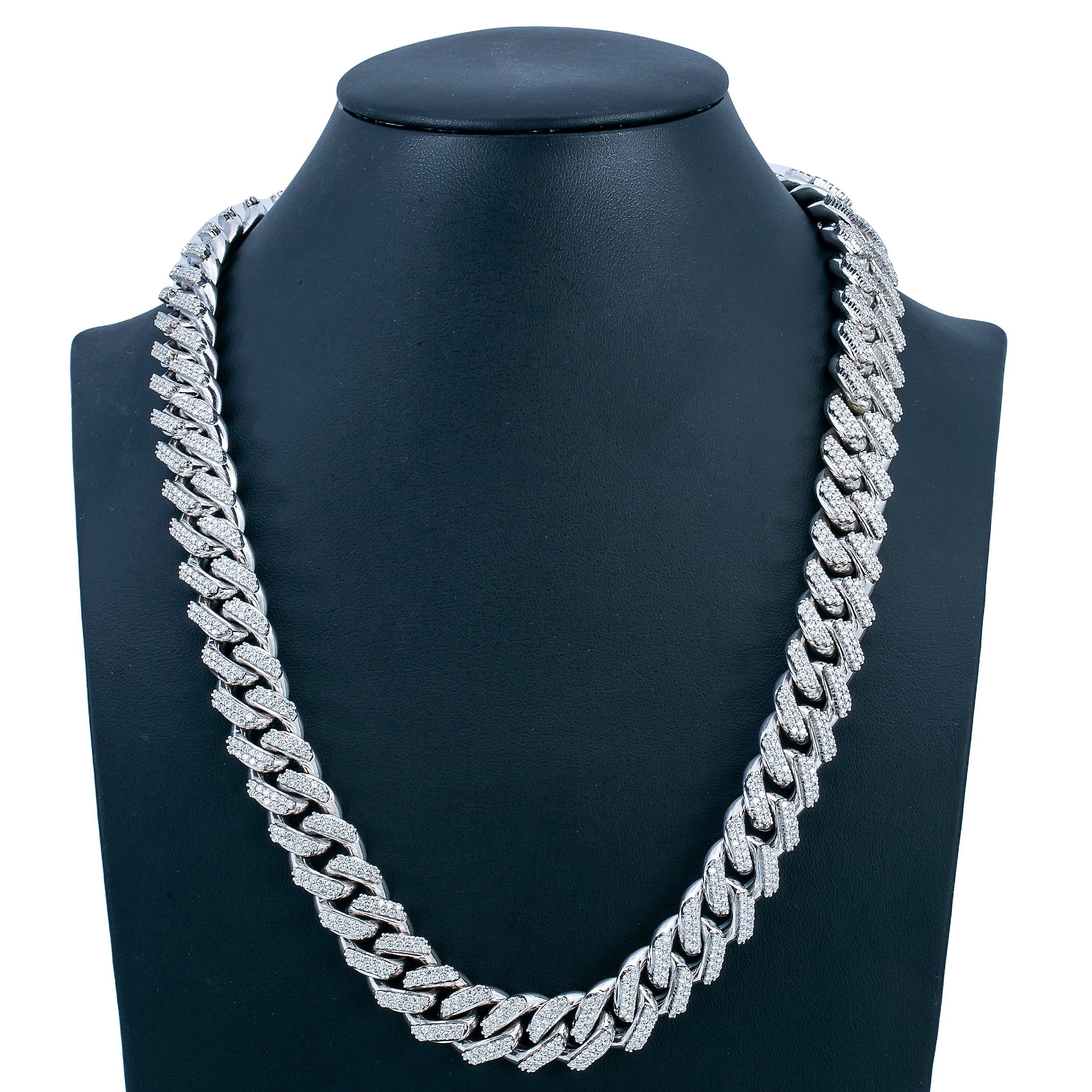 14k White Gold Diamond 22"/15MM Cuban Chain Iced Out with 22.87CT Diamonds - Image 4