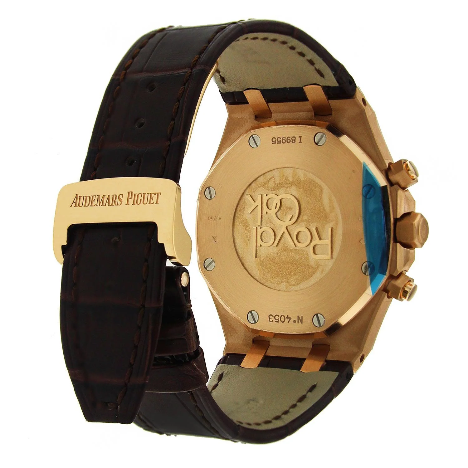 Audemars Piguet Royal Oak Chronograph 41MM 26320OR.OO.D088CR.01 White Dial Rose Gold Bezel Brown Alligator Leather Strap - Image 3