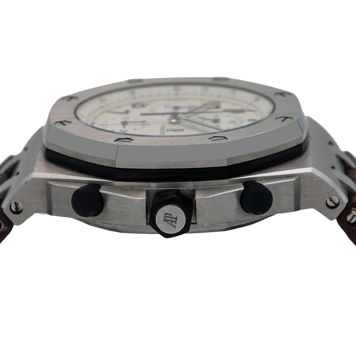 Audemars Piguet Royal Oak Offshore 42MM 26170ST.OO.D091CR.01 White Arabic Dial Stainless Steel Bezel Brown Alligator Leather Strap - Image 4