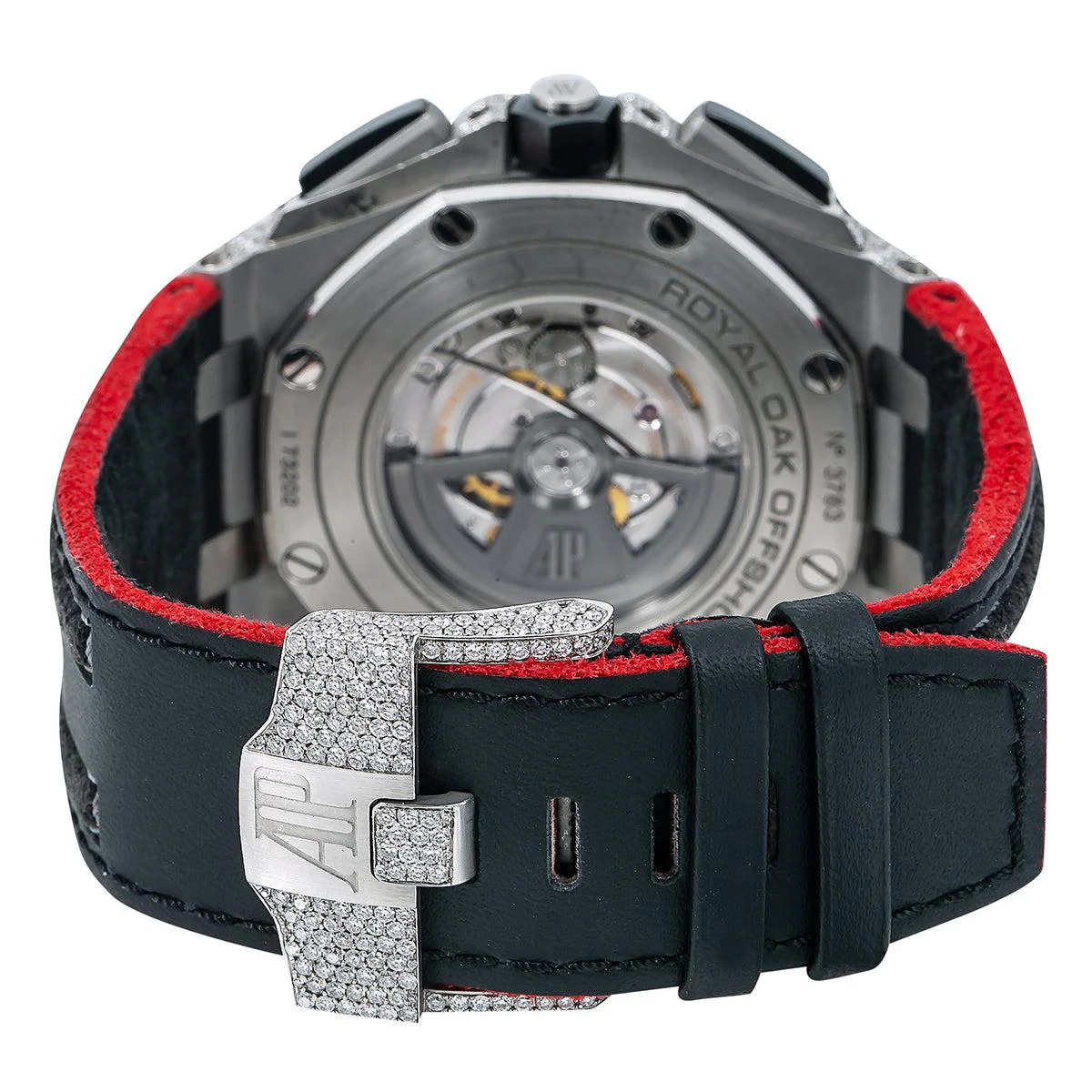 Audemars Piguet Royal Oak Offshore 44MM 26400SO.OO.A002CA.01 Diamond Paved Dial Diamond Paved Bezel Black Leather Strap - Image 5
