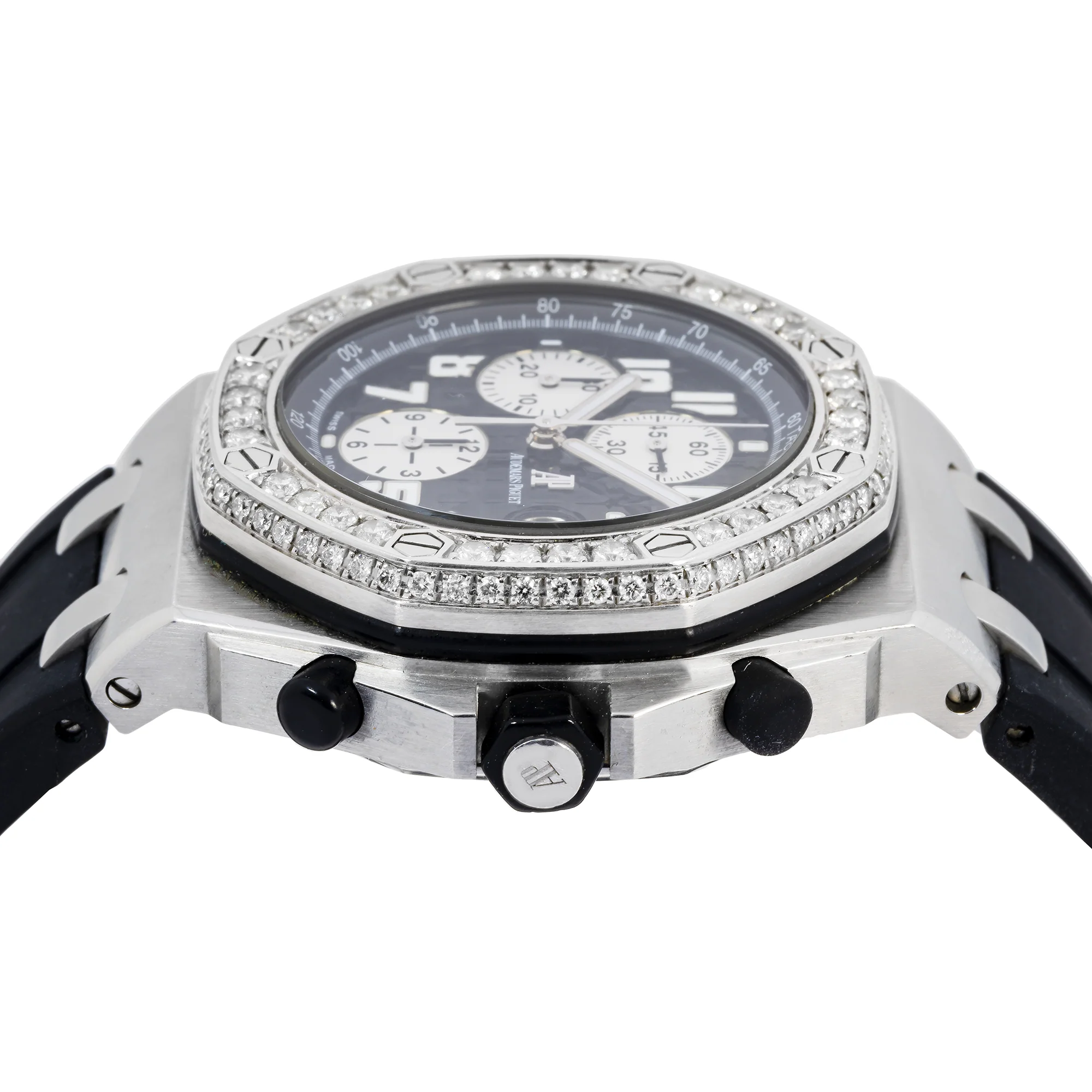 Audemars Piguet Royal Oak Offshore Chronograph 42MM 25940SK Black Arabic Dial Diamond Bezel Black Rubber Band - Image 3