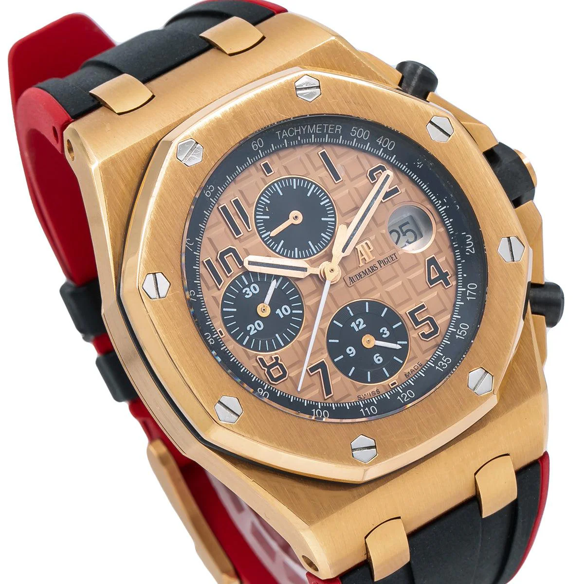 Audemars Piguet Royal Oak Offshore Chronograph 42MM 26470OR Champagne Arabic Dial Rose Gold Bezel Black Rubber Band - Image 3