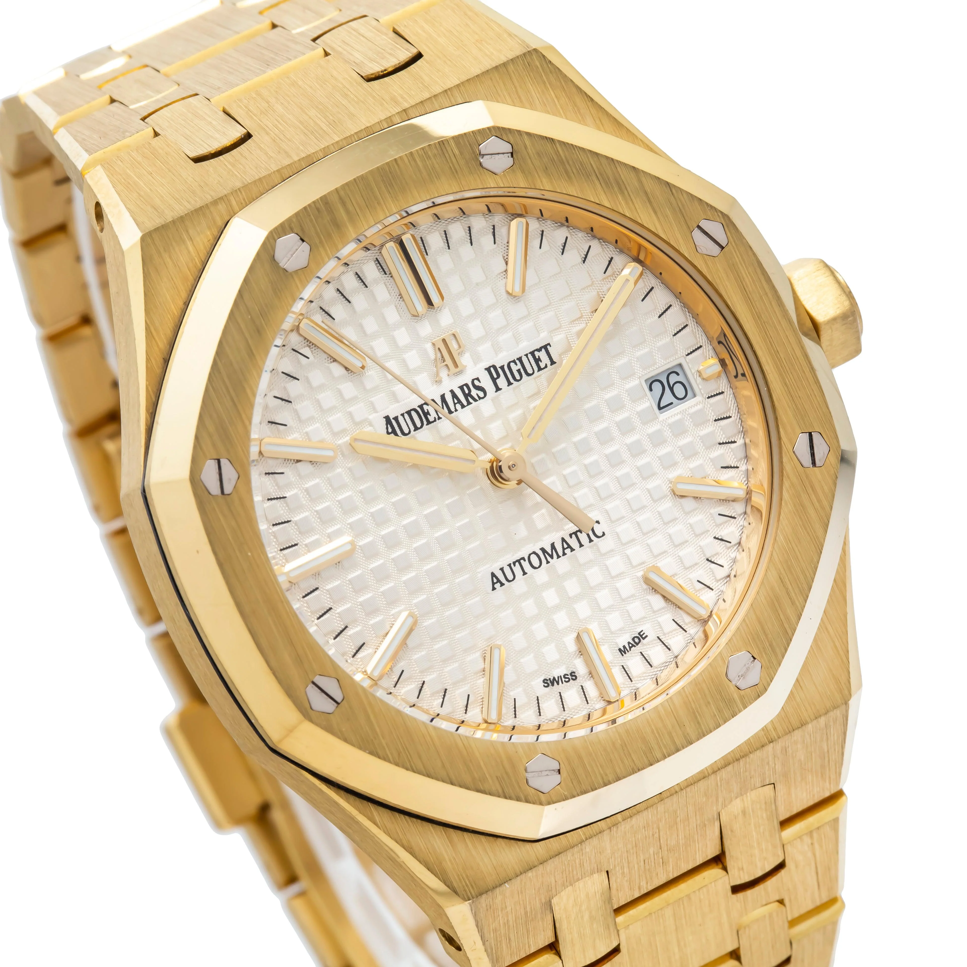 Audemars Piguet Royal Oak Selfwinding 37MM
15450BA.OO.1256BA.01 Silver Dial Yellow Gold Bezel 18K Yellow Gold Bracelet - Image 3