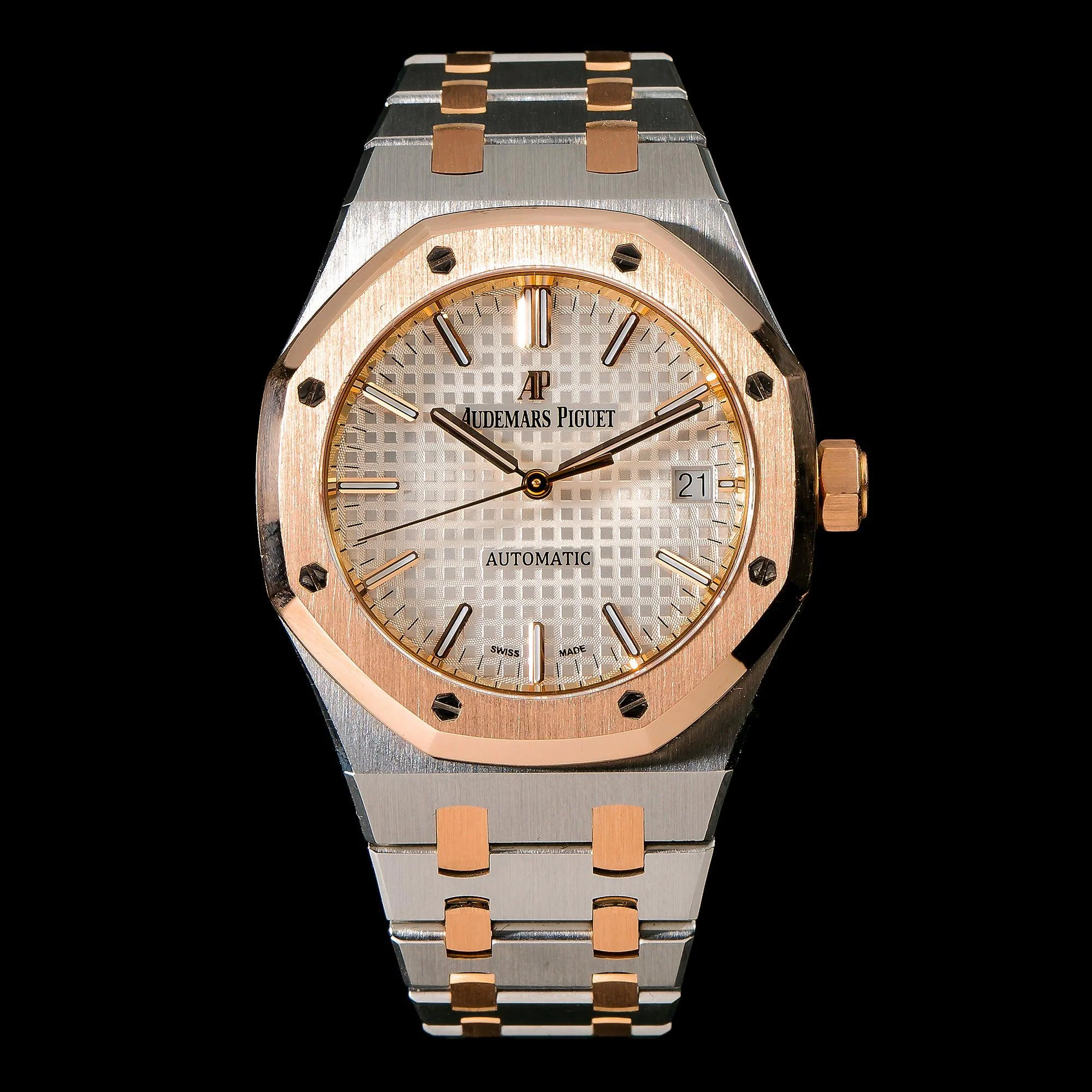Audemars Piguet Royal Oak Selfwinding 37MM 15450SR.OO.1256SR.01 Silver Dial Rose Gold Bezel Two Tone Rose Gold Bracelet - Image 2