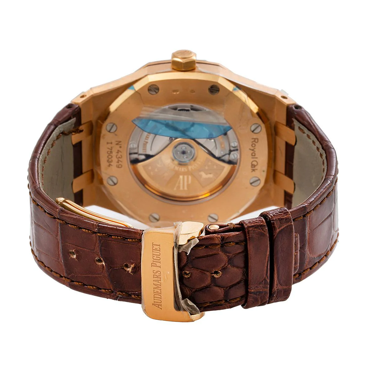 Audemars Piguet Royal Oak Selfwinding 41MM 15400OR.OO.D002CR.01 Black Dial Rose Gold Bezel Brown Alligator Leather Strap - Image 5