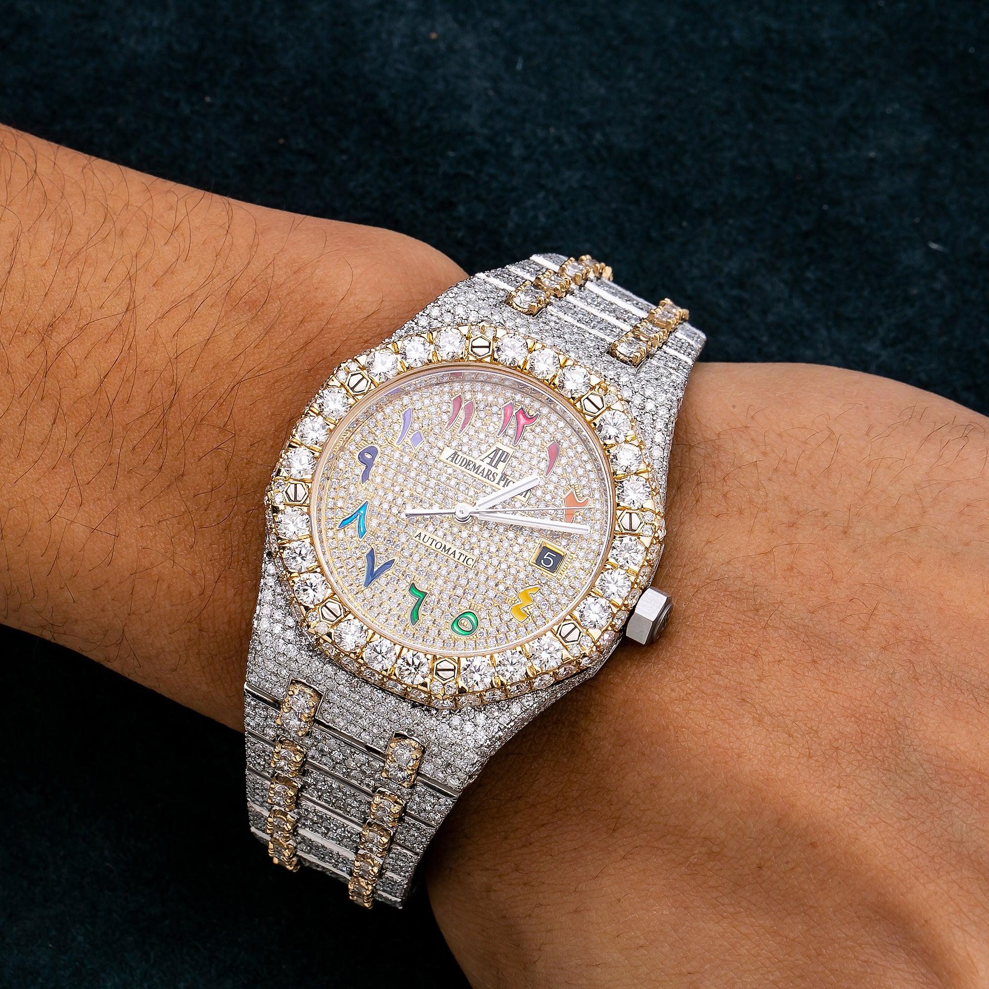 Audemars Piguet Royal Oak Selfwinding 41MM 15400ST Diamond Paved Eastern Arabic Dial Diamond Bezel Two Tone Yellow Gold Bracelet - Image 2