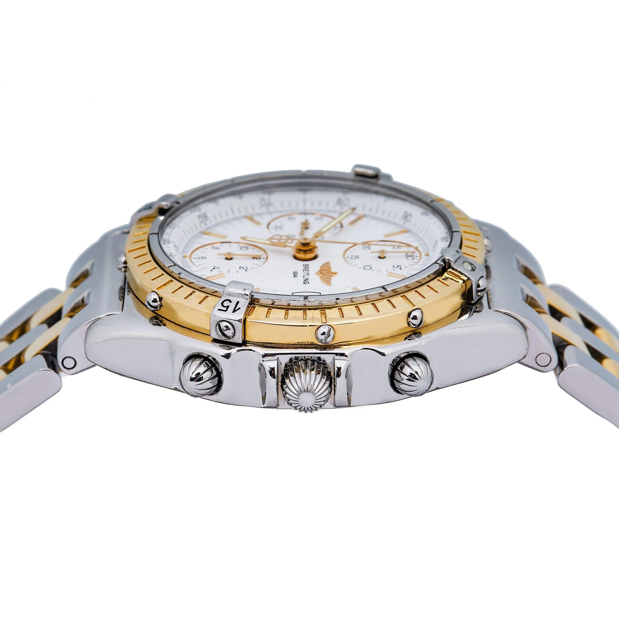 Breitling Chronomat 39MM D13050 White Dial Yellow Gold Bezel Two Tone Yellow Gold Bracelet - Image 5