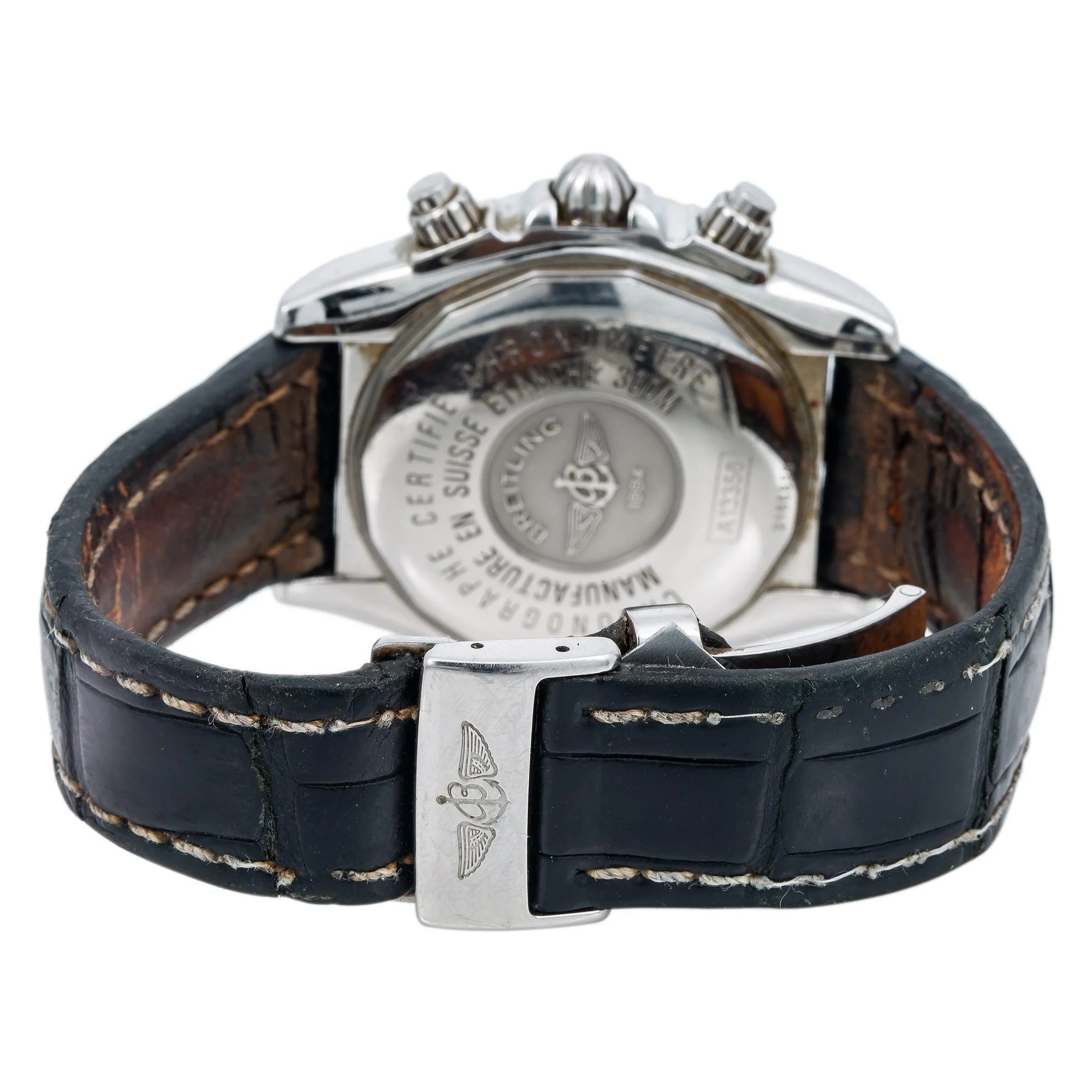 Breitling Chronomat Evolution 44MM A13356 Black Dial Black Alligator Leather Strap - Image 5