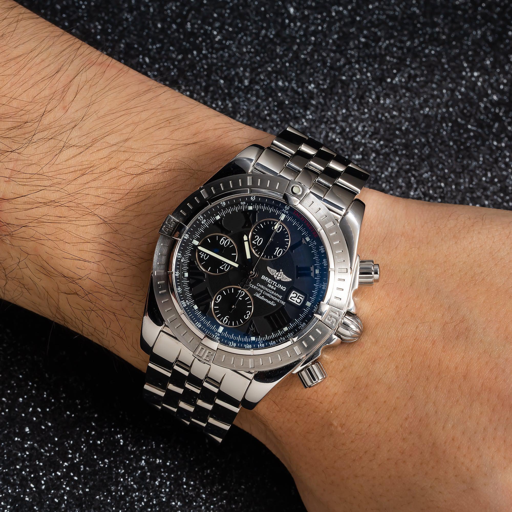 Breitling Chronomat Evolution 44MM A13356 Black Dial Stainless Steel Bracelet - Image 2