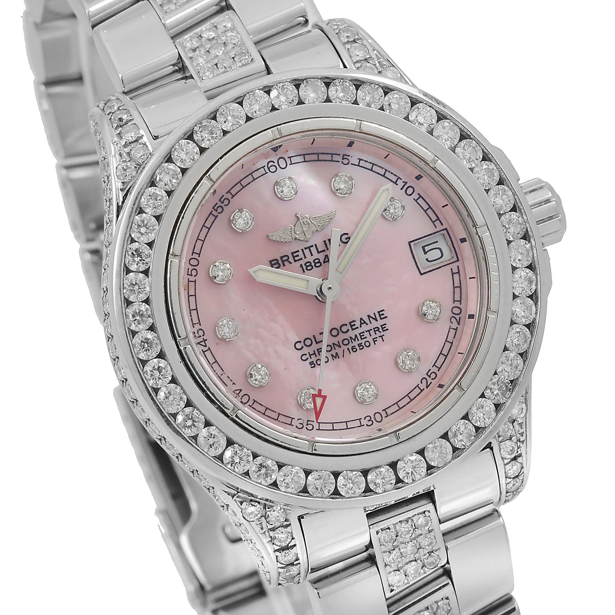 Breitling Colt Oceane 33MM A77380 Pink Diamond Dial Diamond Bezel Semi Diamond Bracelet - Image 4