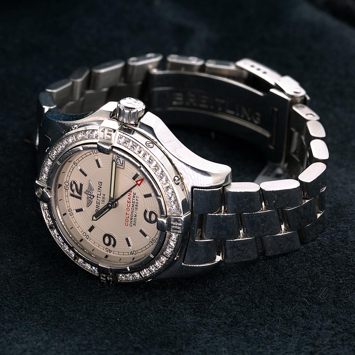 Breitling Colt Oceane 33MM A77380 White Arabic Dial Diamond Bezel Stainless Steel Bracelet - Image 2