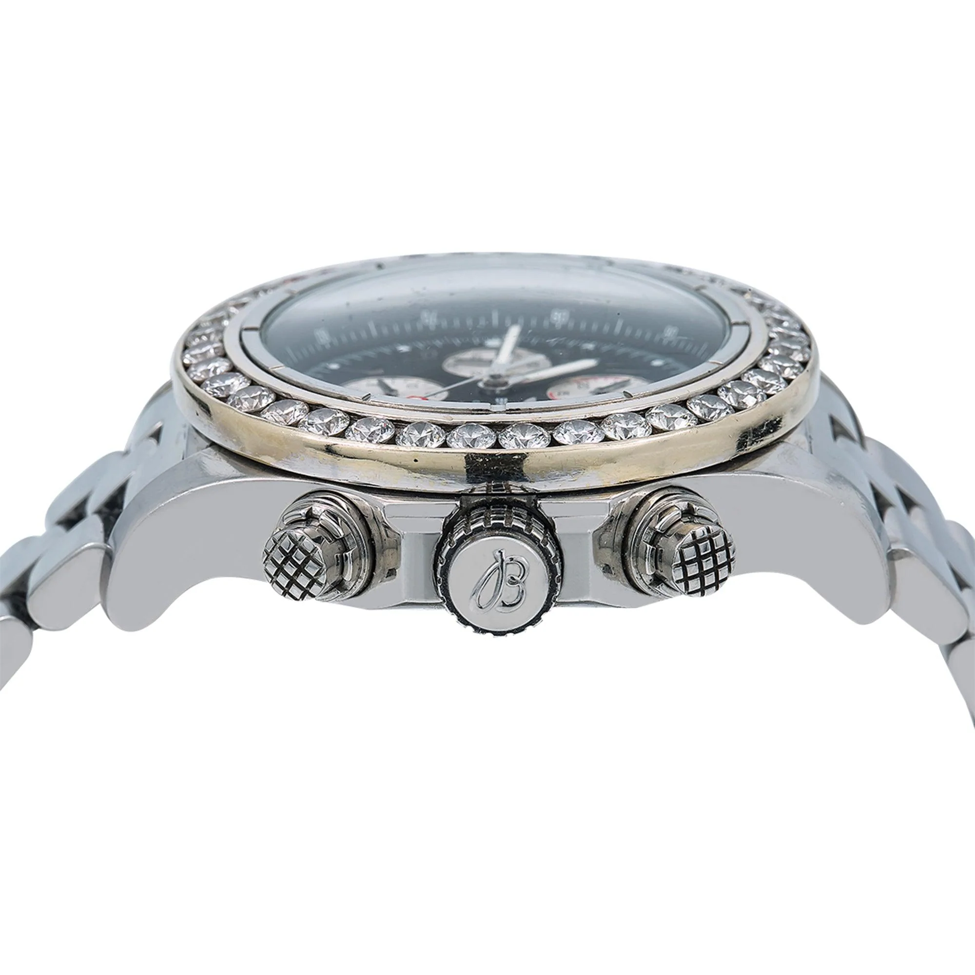 Breitling Super Avenger 48MM A13370 Black Arabic Dial Diamond Bezel Stainless Steel Bracelet - Image 4