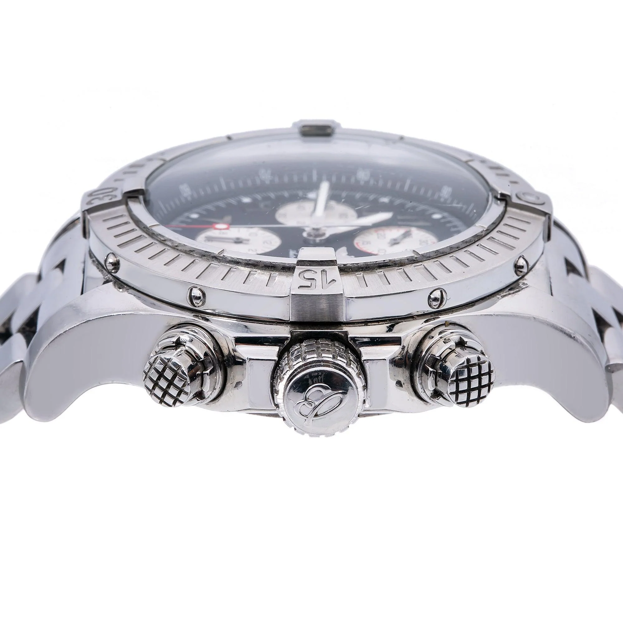 Breitling Super Avenger 48MM A13370 Black Arabic Dial Stainless Steel Bracelet - Image 4