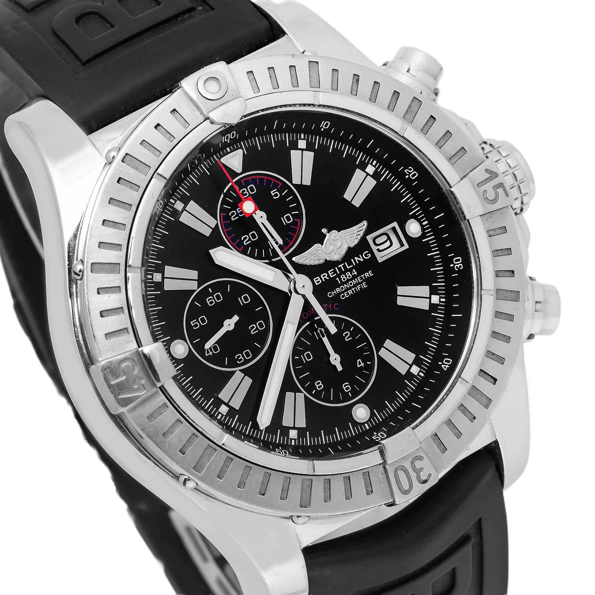 Breitling Super Avenger 48MM A13370 Black Dial Black Rubber Strap - Image 4