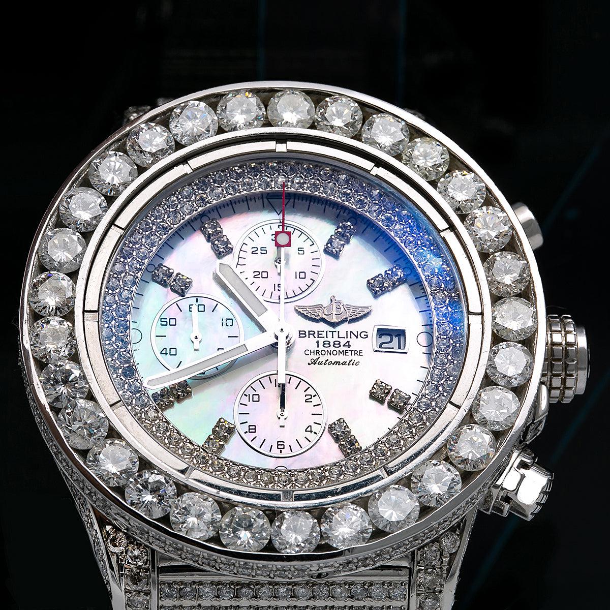 Breitling Super Avenger 48MM A13370 Mother of Pearl Diamond Dial Diamond Bezel Full Diamond Bracelet - Image 2