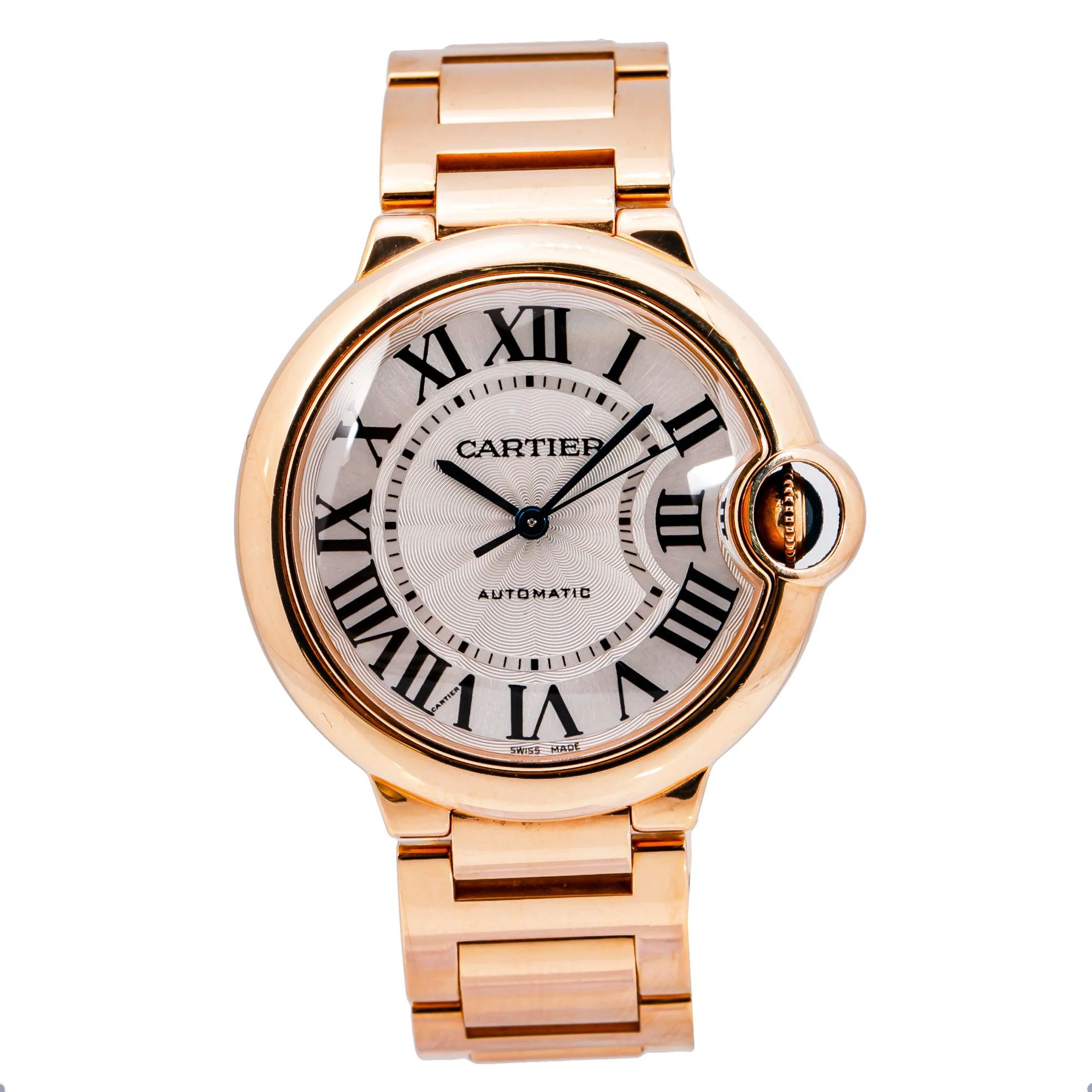 Cartier Ballon Bleu 36MM W69004Z2 Silver Roman Dial Rose Gold Bezel 18K Rose Gold Bracelet